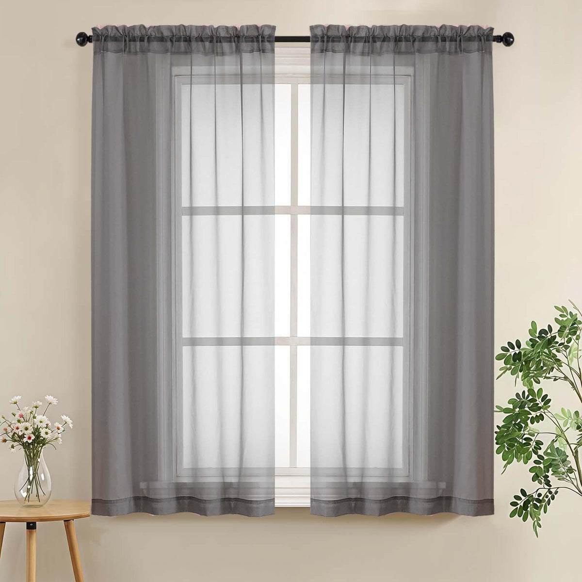 LIVEKID White Sheer Curtains 84 Inches Long 2 Panels - Light Filtering Breathable Voile Textured Sheer Curtains for Bedroom/Living Room, Rod Pocket Soft Elagant & Airy Solid Drapes, W42 x L84