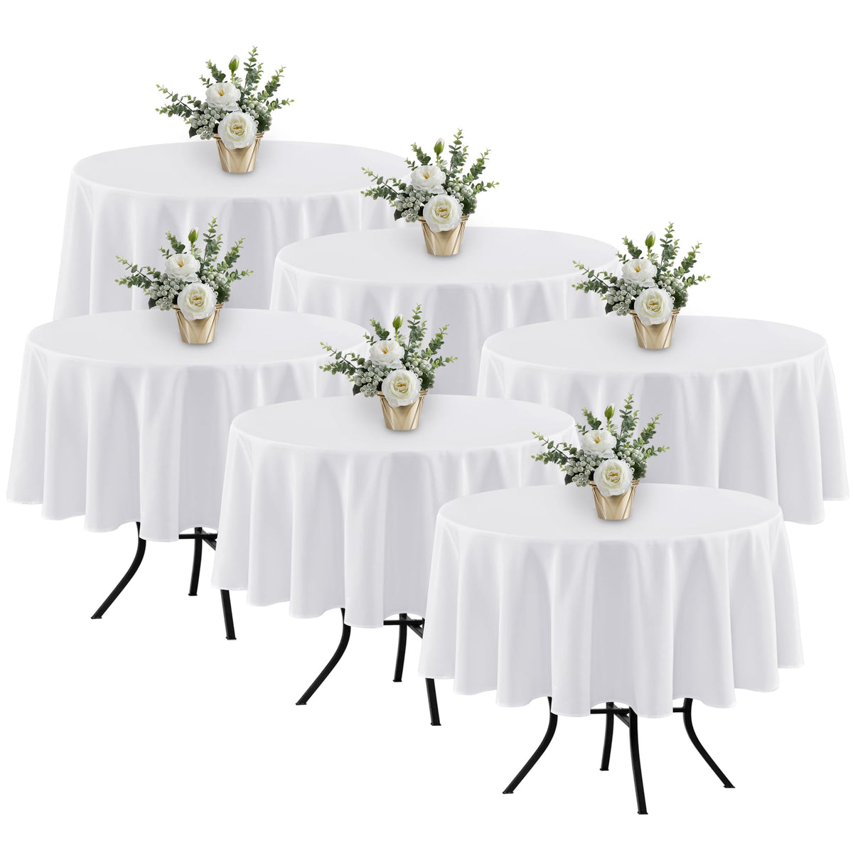 Fitable 6 Pack White Table Cloths 70x120 Inch for 6-8 Ft Rectangle Tables | Stain & Wrinkle Resistant, Washable Polyester Covers for Wedding Party Dining Banquet Event Catering Reception