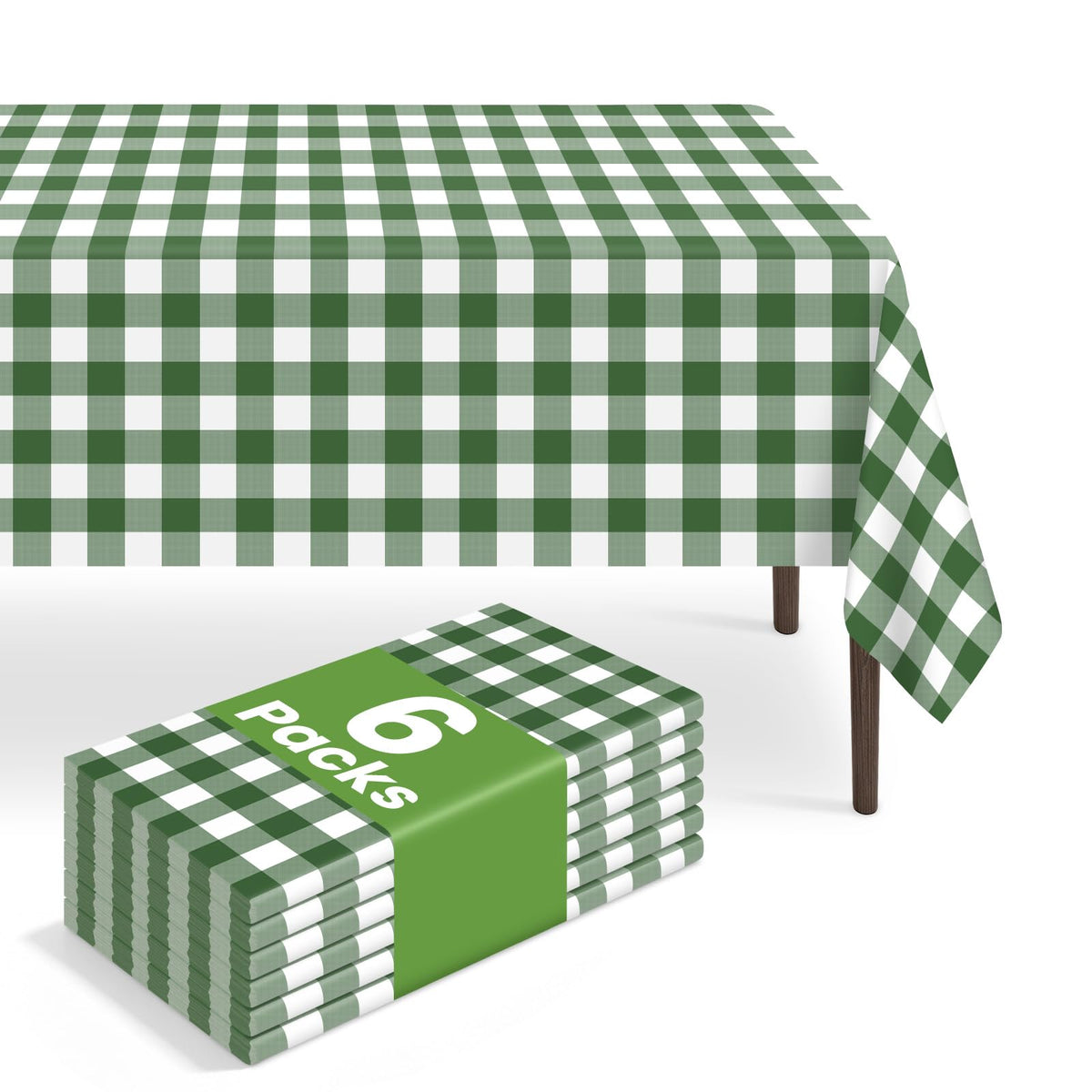 6 Pack Blue and White Checkered Tablecloth, Blue Plastic Table Cloths for Parties Disposable, 54 x 108 inch Waterproof Blue Gingham Camping Tablecloth for Birthday, Party, Picnic