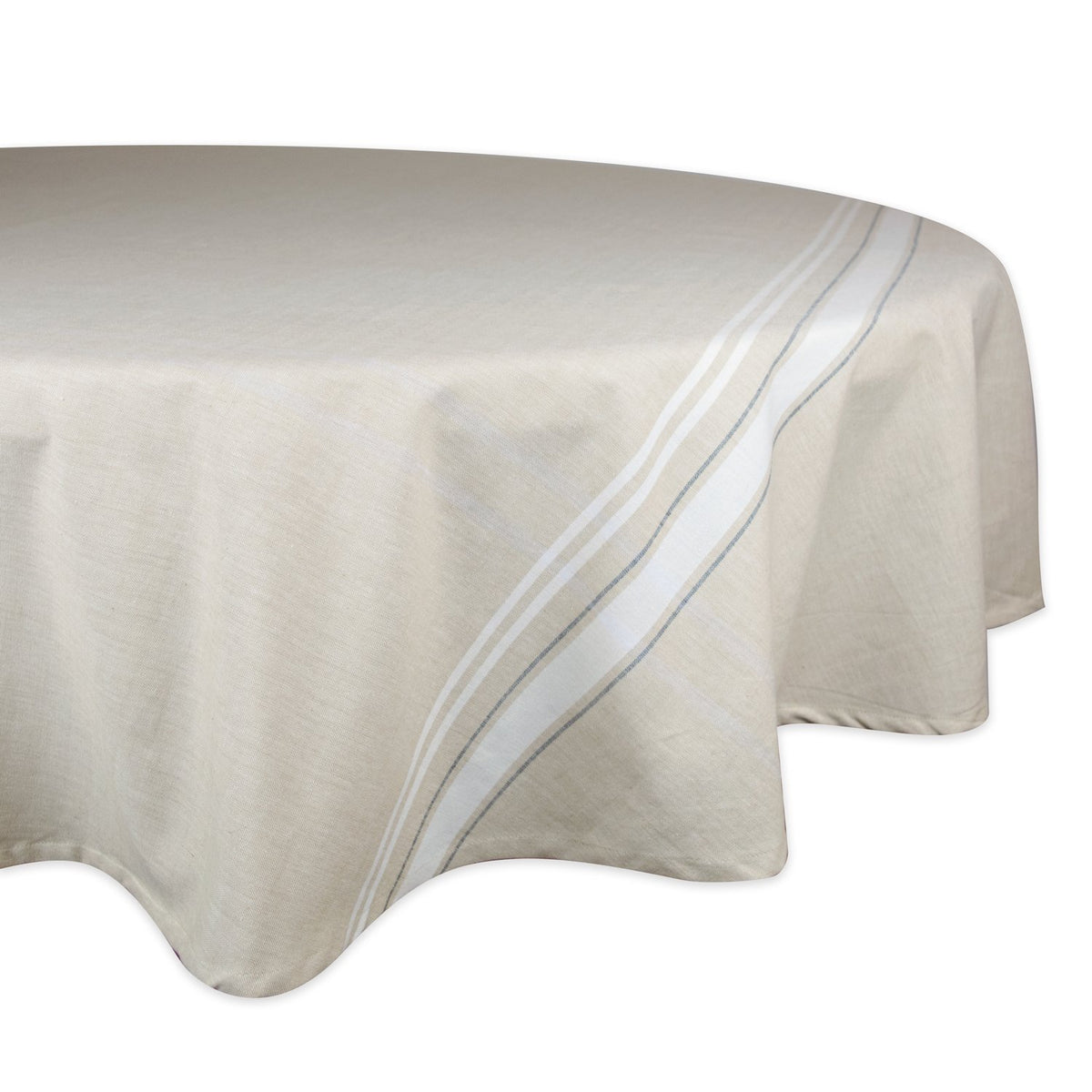 DII French Stripe Tabletop Collection Farmhouse Style Dining Table Linen Tablecloth, 60x84, Taupe/Teal