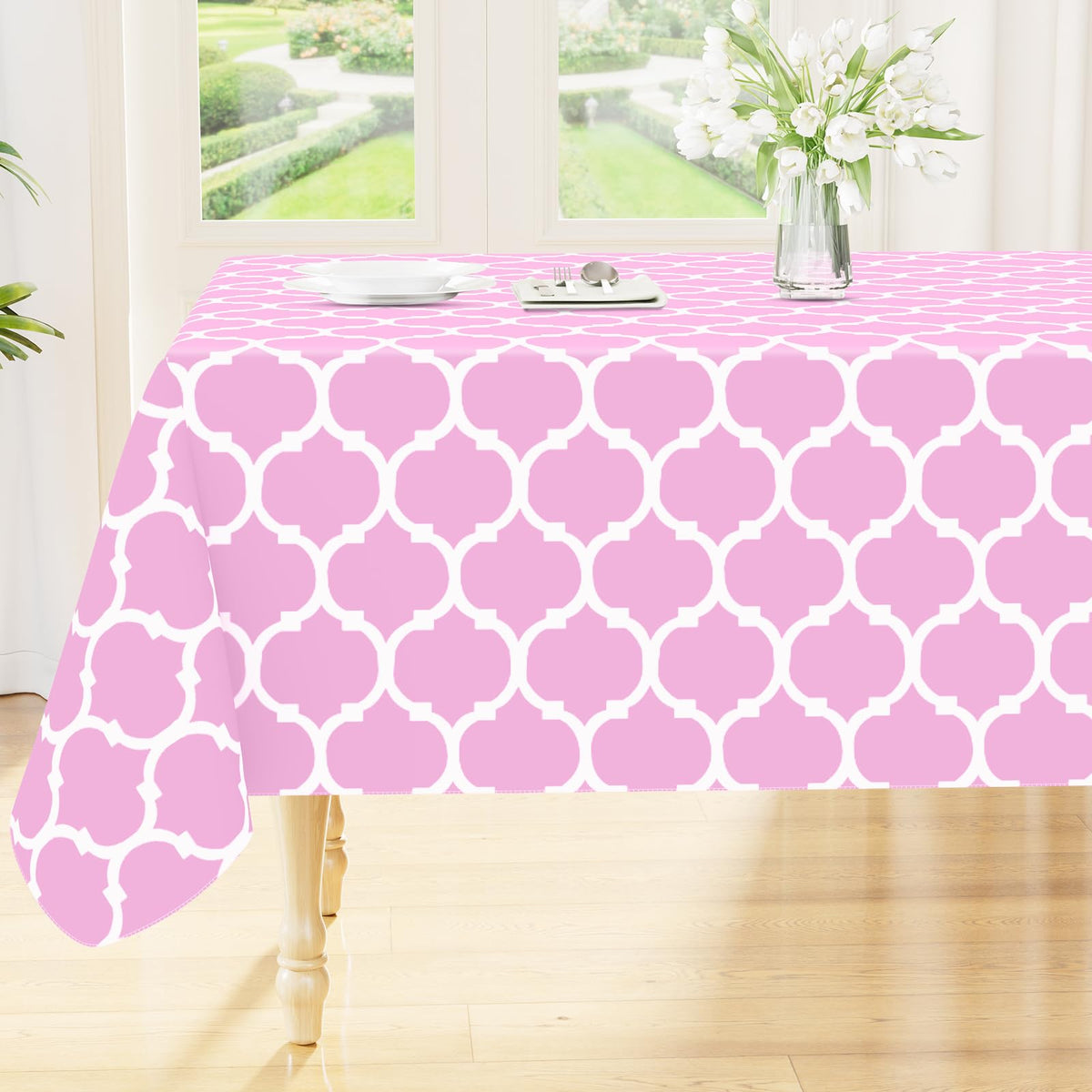 Smiry Rectangle Table Cloth, Flannel Backed Vinyl Tablecloth, 60"x84" | Waterproof Plastic Tablecloths, Wipeable Table Cover for Dining, Indoor and Outdoor (Grey)