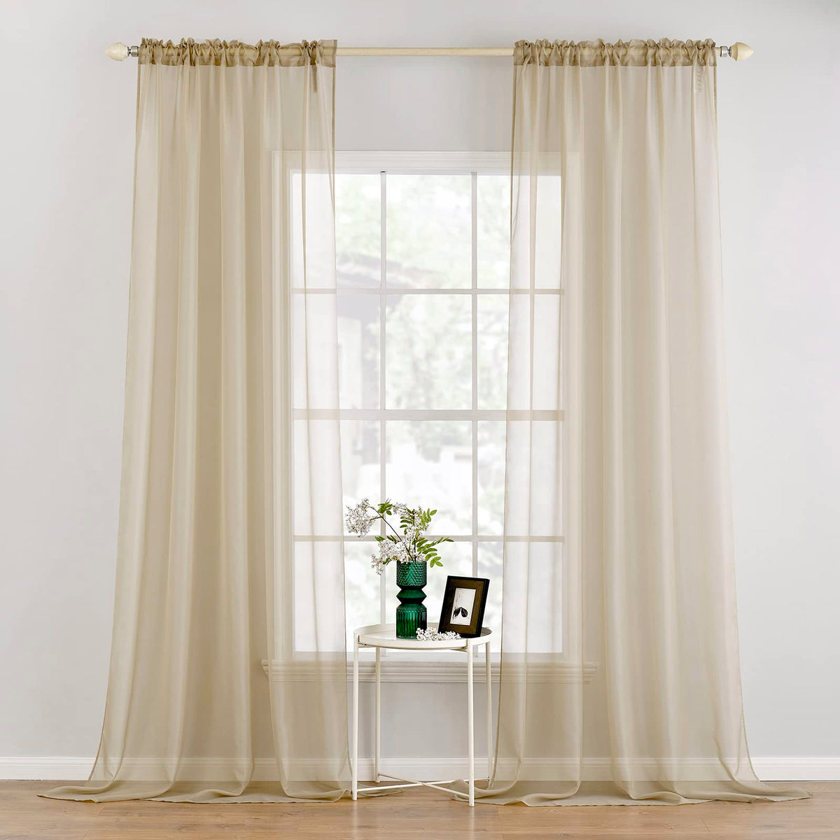 MIULEE 2 Panels White Sheer Curtains for Living Room 54 X 84 Inches | Window, Solid Color, Elegant Window Voile Panels, Bedroom, Living Room, Drapes, Treatment