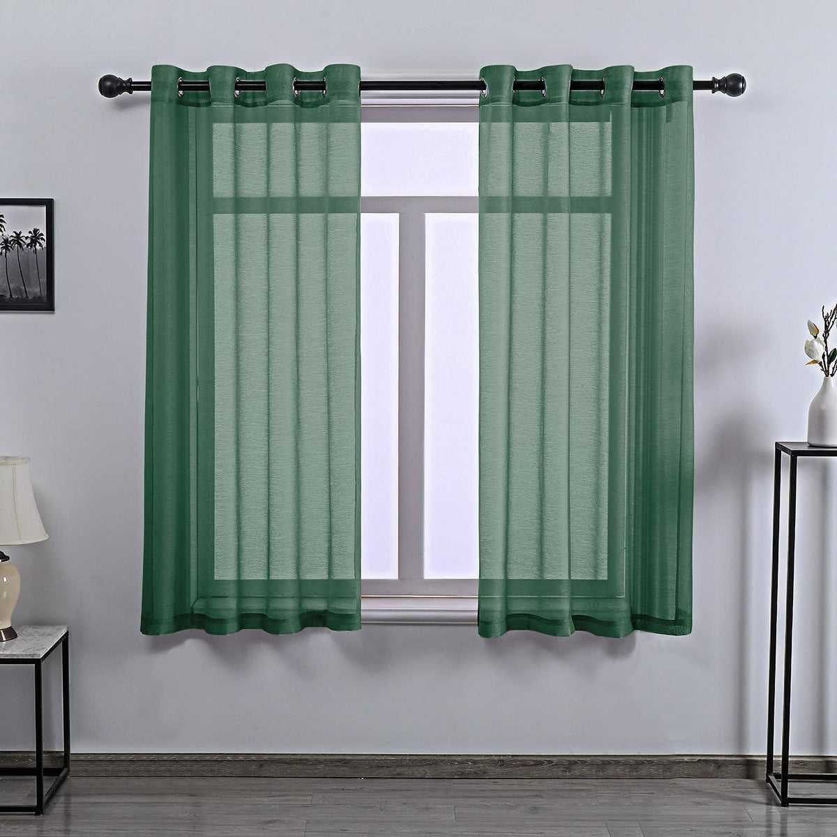 108 Inch Extra Length Sheer Curtains for Bedroom - Grommet Top Solid Luxury Soft Gauze Voile Window Panels for Patio(52 W x 108 L,Taupe,2 Pieces)