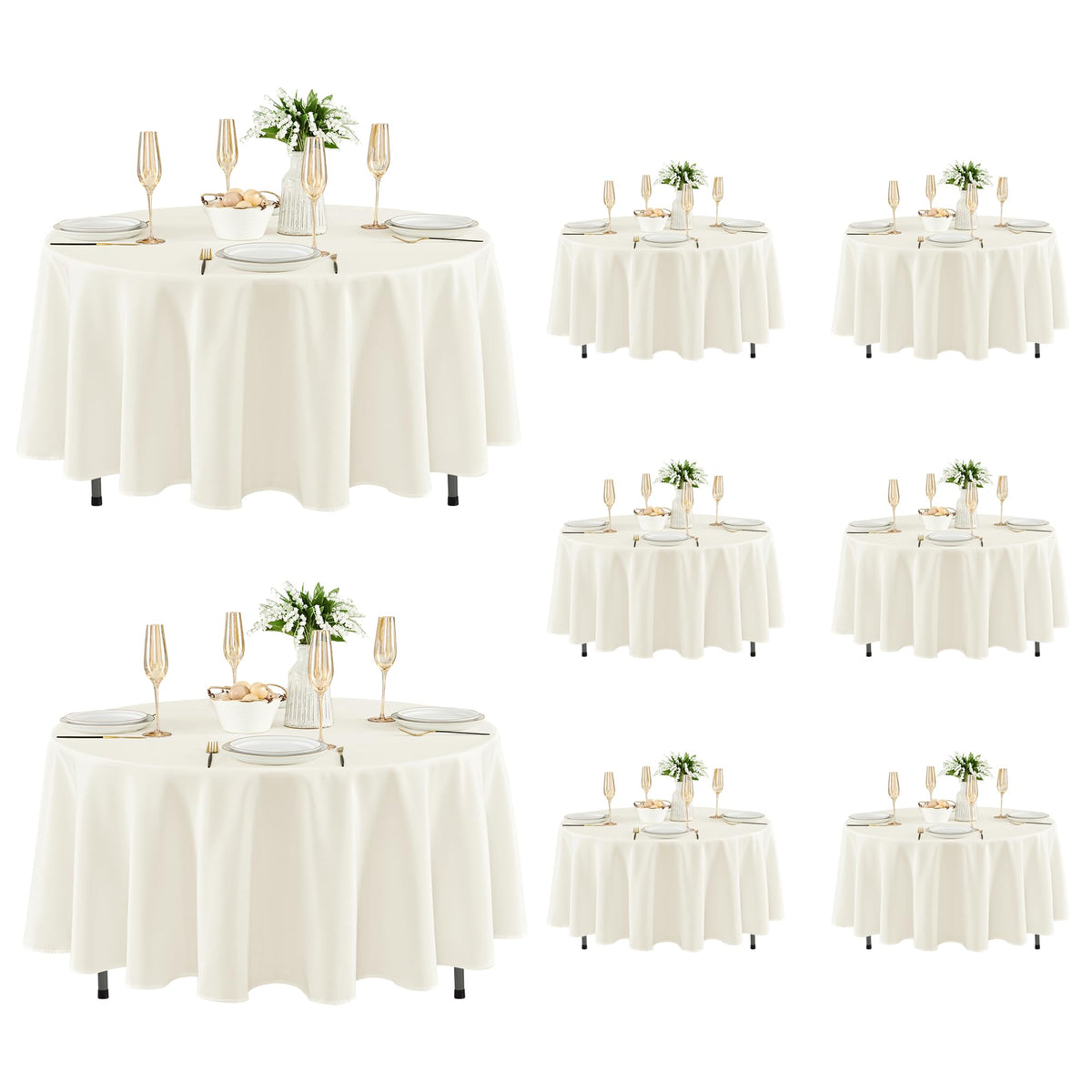 Fitable 6 Pack White Table Cloths 70x120 Inch for 6-8 Ft Rectangle Tables | Stain & Wrinkle Resistant, Washable Polyester Covers for Wedding Party Dining Banquet Event Catering Reception