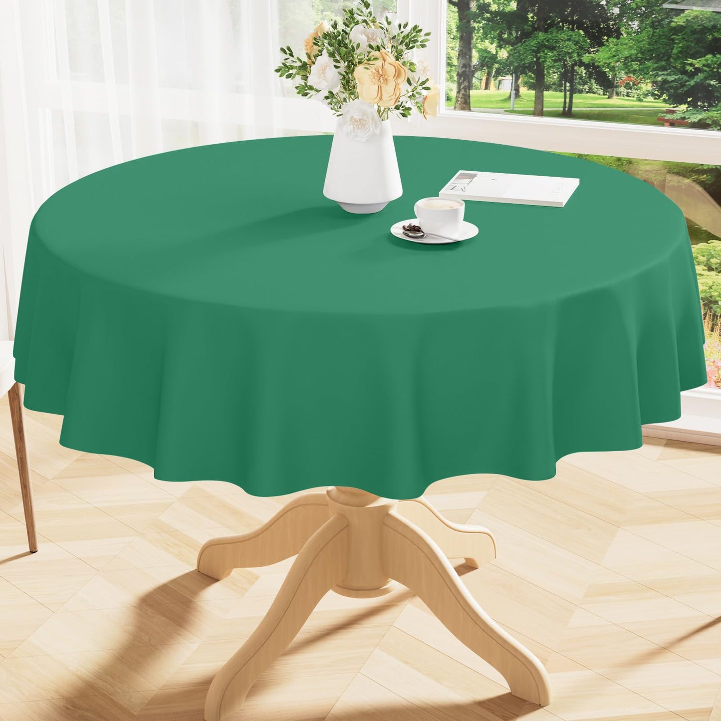 Smiry Rectangle Table Cloth 60x84 Inch, Waterproof Wipeable Vinyl Tablecloths Protector, Oil Spill Proof Plastic Table Cover for Dining, Picnic, Camping, Outdoor, Beige