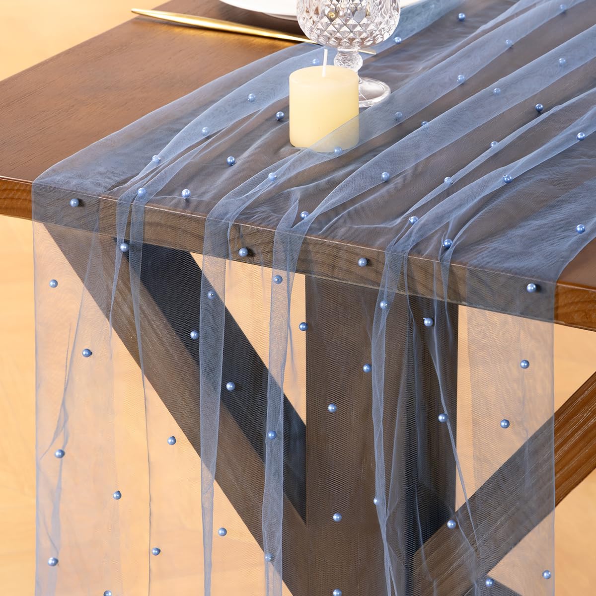 Pearl Table Runner Gauze Sheer 19FT Wedding Draping Fabric Decor | Sage Green Summer Tulle Chiffon Arch Outdoor Drapes Long Curtain for Birthday Party Baby Shower Bridal Engagement Decor