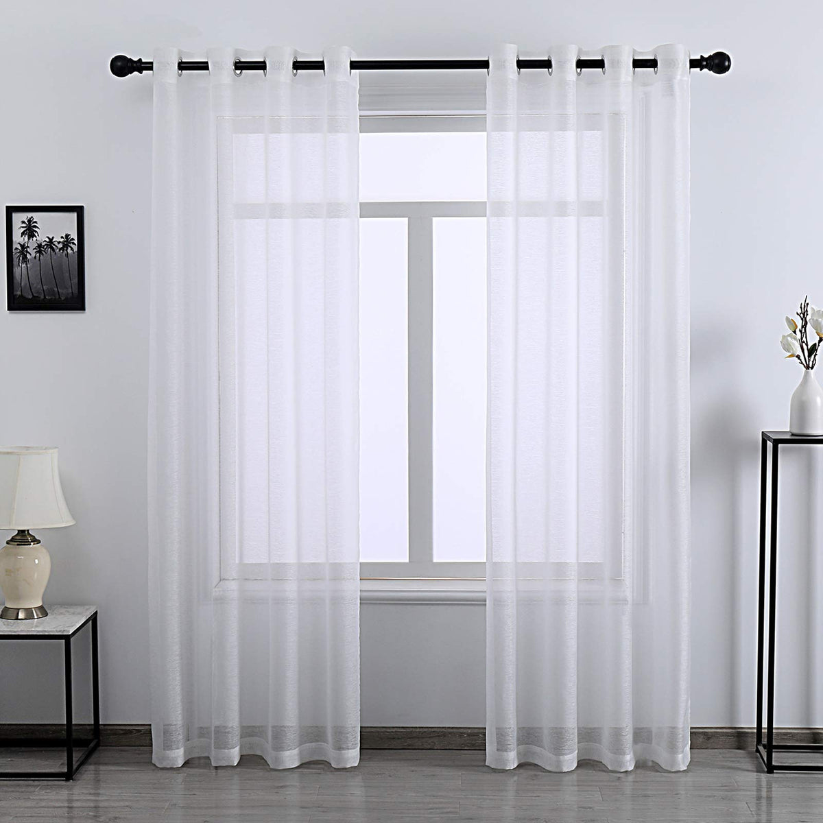 108 Inch Extra Length Sheer Curtains for Bedroom - Grommet Top Solid Luxury Soft Gauze Voile Window Panels for Patio(52 W x 108 L,Taupe,2 Pieces)
