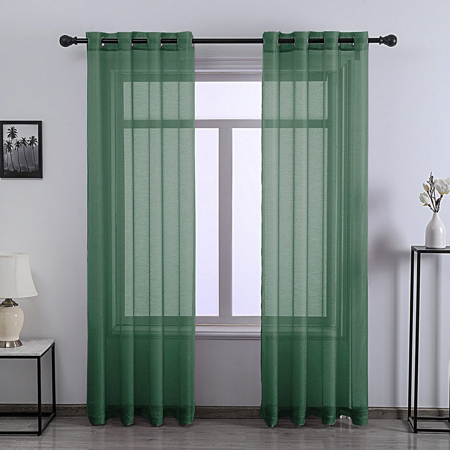 108 Inch Extra Length Sheer Curtains for Bedroom - Grommet Top Solid Luxury Soft Gauze Voile Window Panels for Patio(52 W x 108 L,Taupe,2 Pieces)
