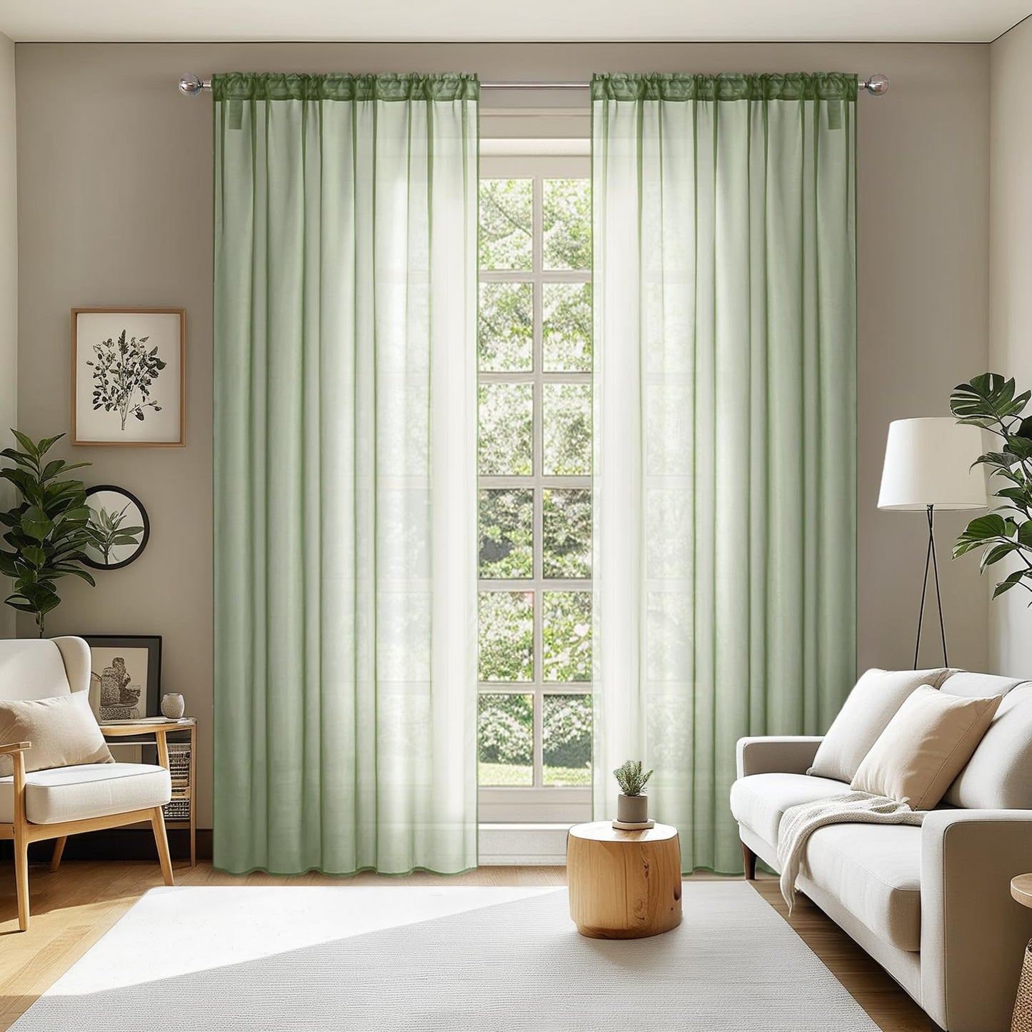 MIULEE 2 Panels White Sheer Curtains for Living Room 54 X 84 Inches | Window, Solid Color, Elegant Window Voile Panels, Bedroom, Living Room, Drapes, Treatment