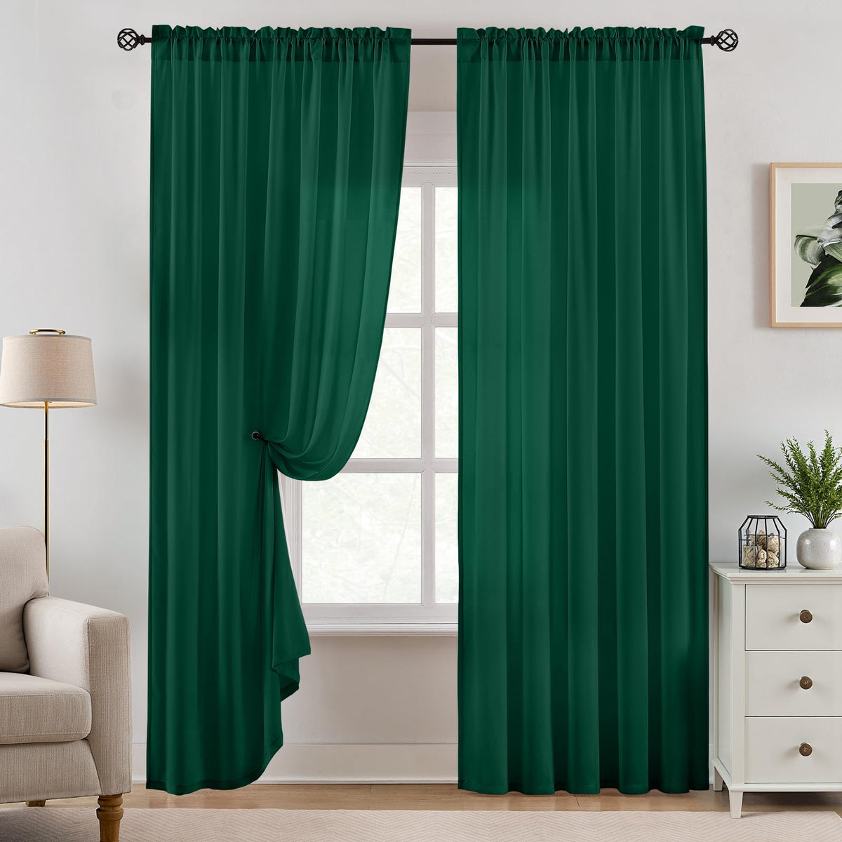 HOMEIDEAS Non-See-Through White Privacy Semi Sheer Curtains 84 Inches Long 2 Panels Set Light Filtering Curtains for Living Room Bedroom Drapes,W52xL84