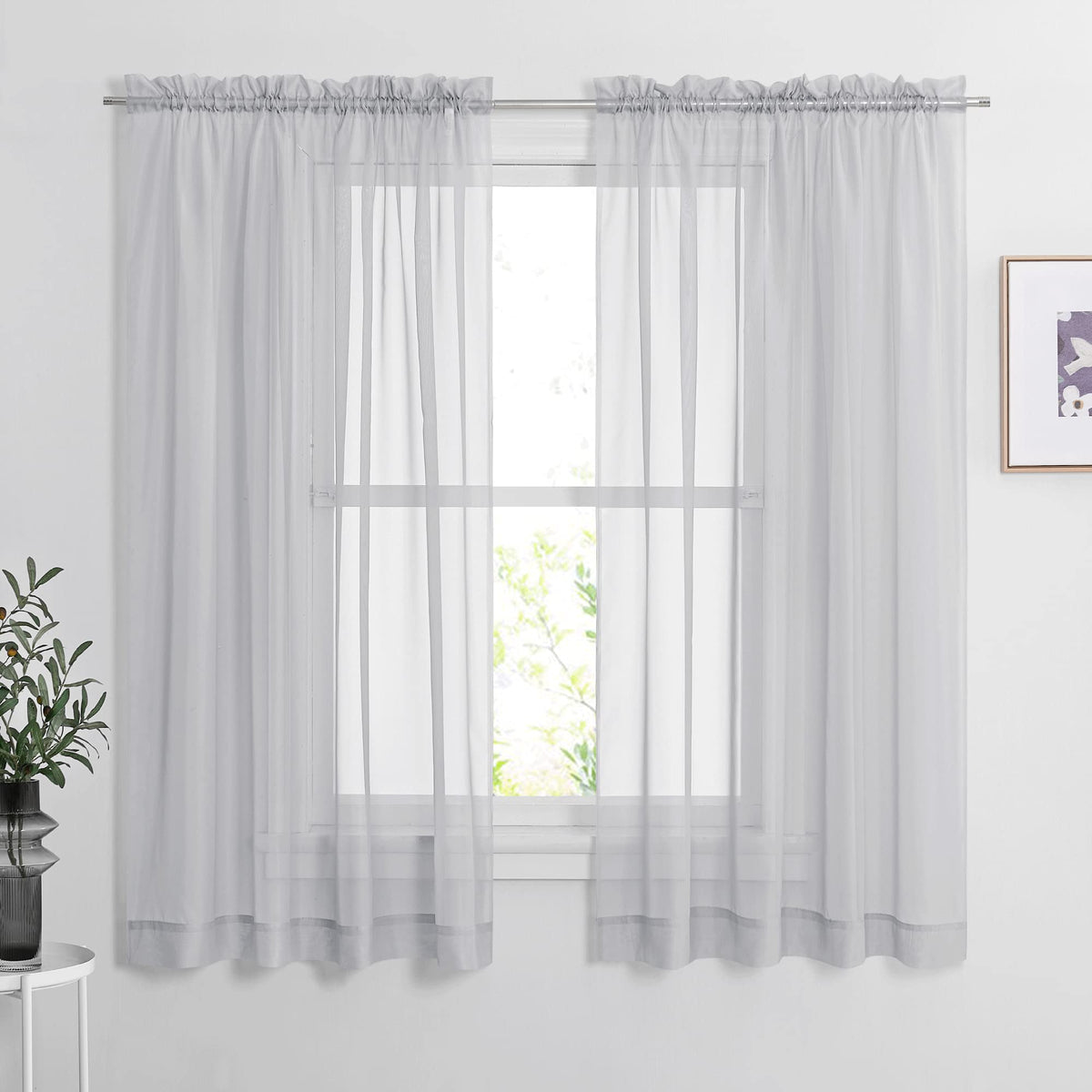 NICETOWN White Sheer 96 inches Long Curtains for Living Room, Rod Pocket Lightweight Drapes Voile Sheer Air & Breathable Window Treatments for Bedroom, W42 x L96, 2 Panels