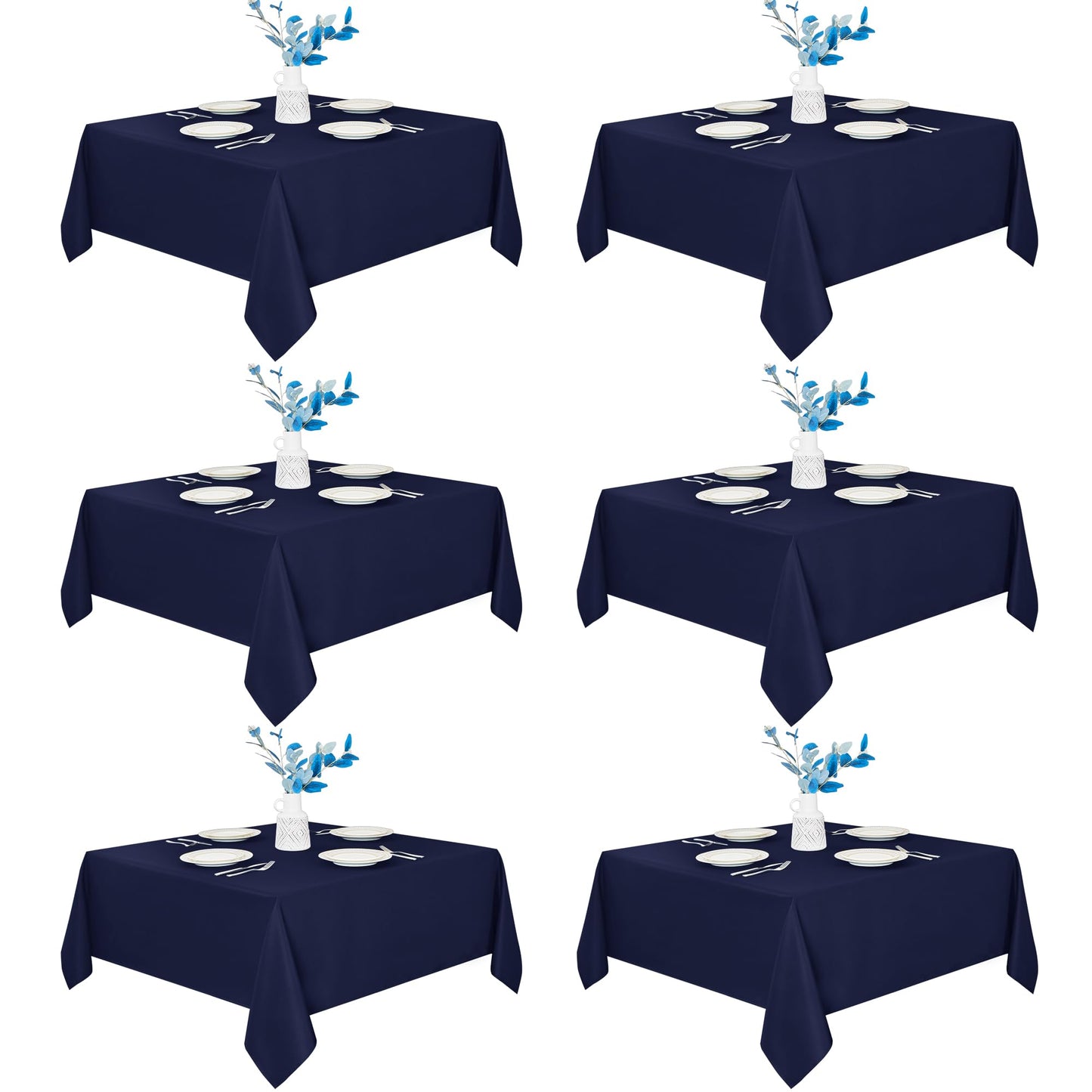 Fitable 6 Pack White Table Cloths 70x120 Inch for 6-8 Ft Rectangle Tables | Stain & Wrinkle Resistant, Washable Polyester Covers for Wedding Party Dining Banquet Event Catering Reception