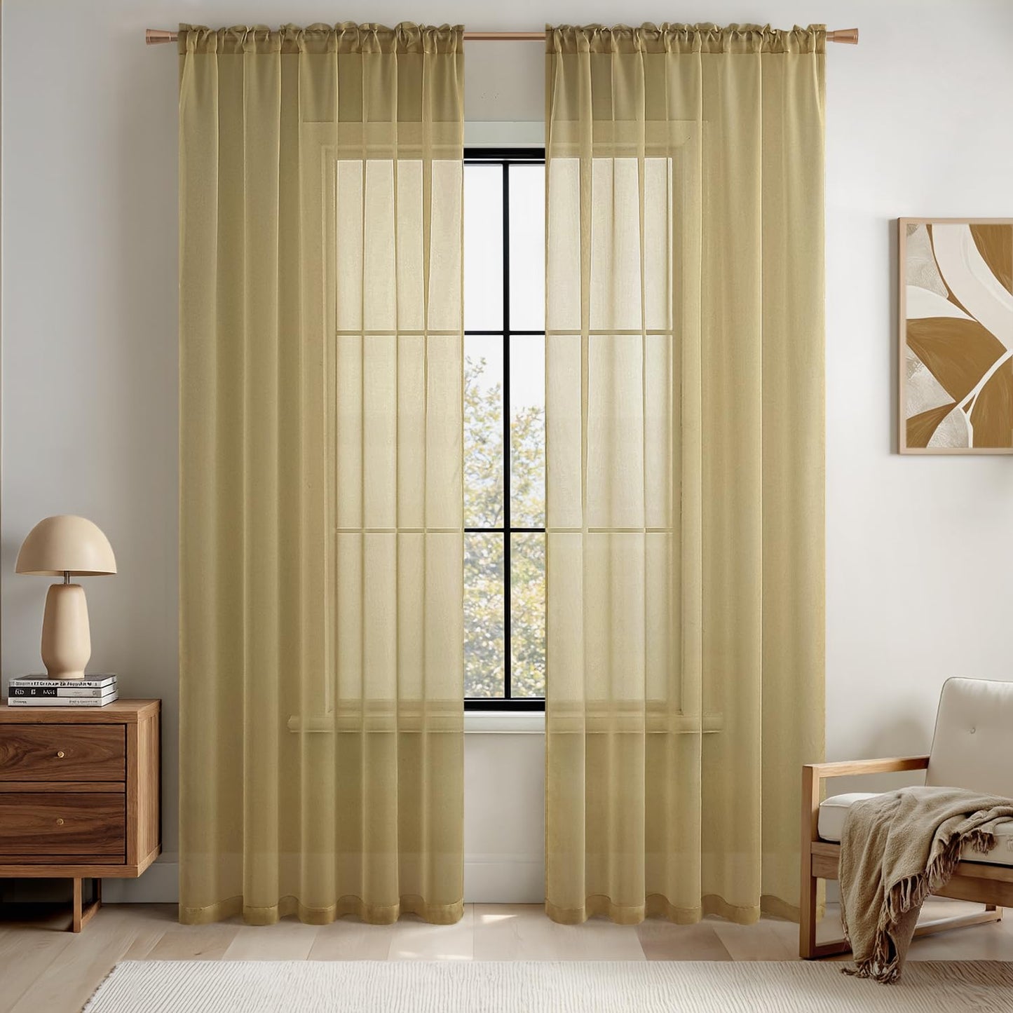 MIULEE 2 Panels White Sheer Curtains for Living Room 54 X 84 Inches | Window, Solid Color, Elegant Window Voile Panels, Bedroom, Living Room, Drapes, Treatment