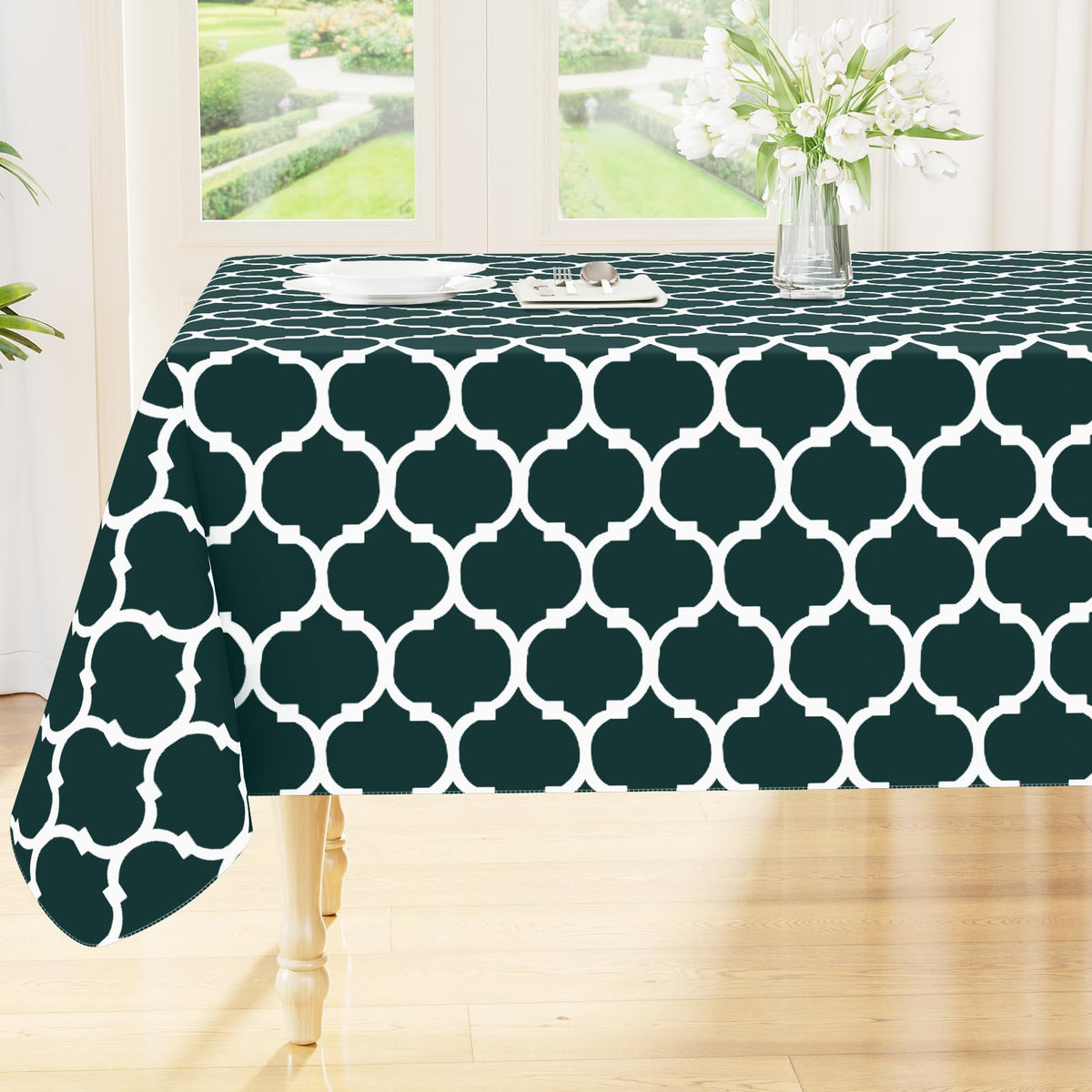 Smiry Rectangle Table Cloth, Flannel Backed Vinyl Tablecloth, 60"x84" | Waterproof Plastic Tablecloths, Wipeable Table Cover for Dining, Indoor and Outdoor (Grey)