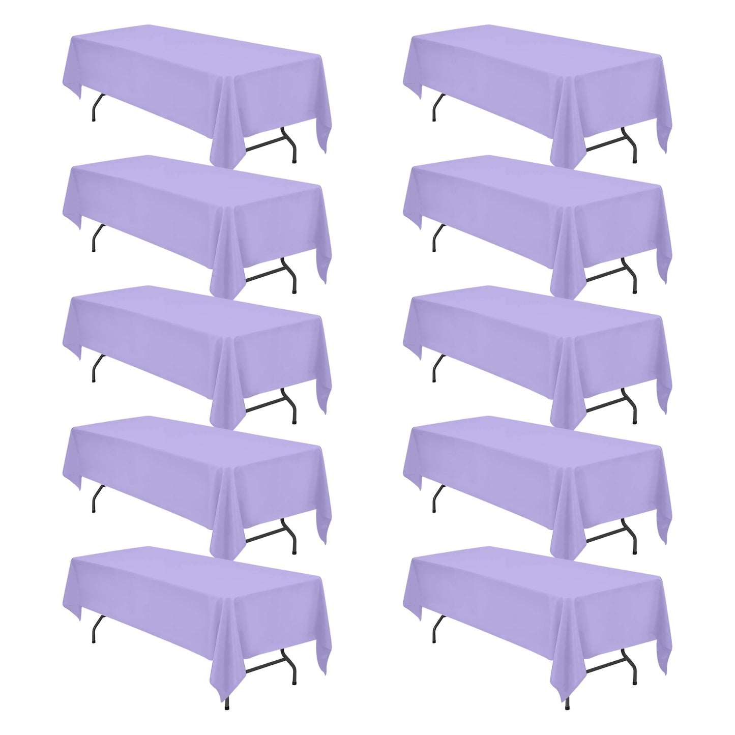 BRILLMAX 6 Pack Ivory Tablecloths 90x132 Inch for 6ft Rectangle Tables | 150 GSM Polyester Fabric, Floor Length Drop, Water, Stain & Wrinkle Resistant Cloth Cover for Wedding Reception Banquet Party