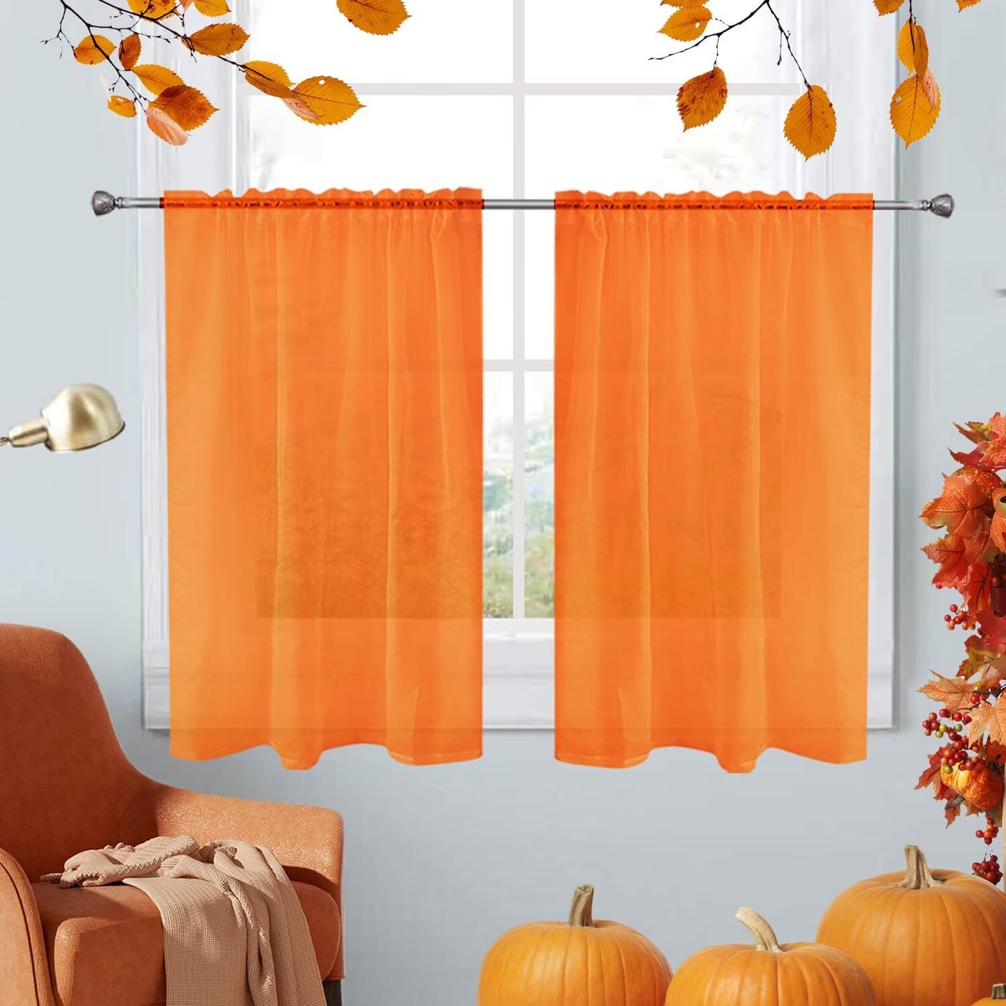 SpaceDresser Basic Rod Pocket Sheer Voile Window Curtain Panels White 1 Pair 2 Panels 52 Width 84 Inch Long for Kitchen Bedroom Children Living Room Yard(White,52 W x 84 L)
