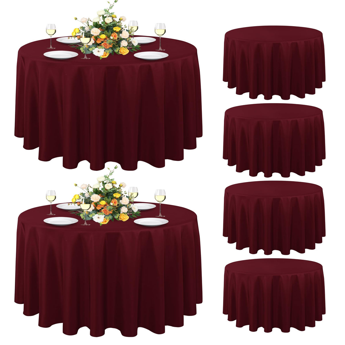 sancua White Round Tablecloth 60 Inch Diameter for 20-48 Inch Tables | Water Resistant Spill Proof, Washable Polyester Cloth Decorative Fabric Cover, For Dining, Buffet Parties and Camping