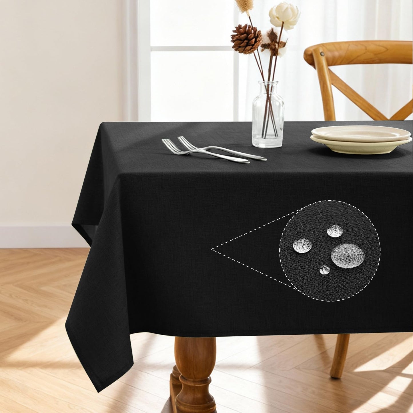 Pureegg Rectangle Linen Tablecloth Waterproof & Stain Resistant, Wrinkle-Free Table Cloth Adds Elegance and Protection, Ideal for Dining, Party, Wedding and Outdoor, 52 x 70 Inch, Sage Green