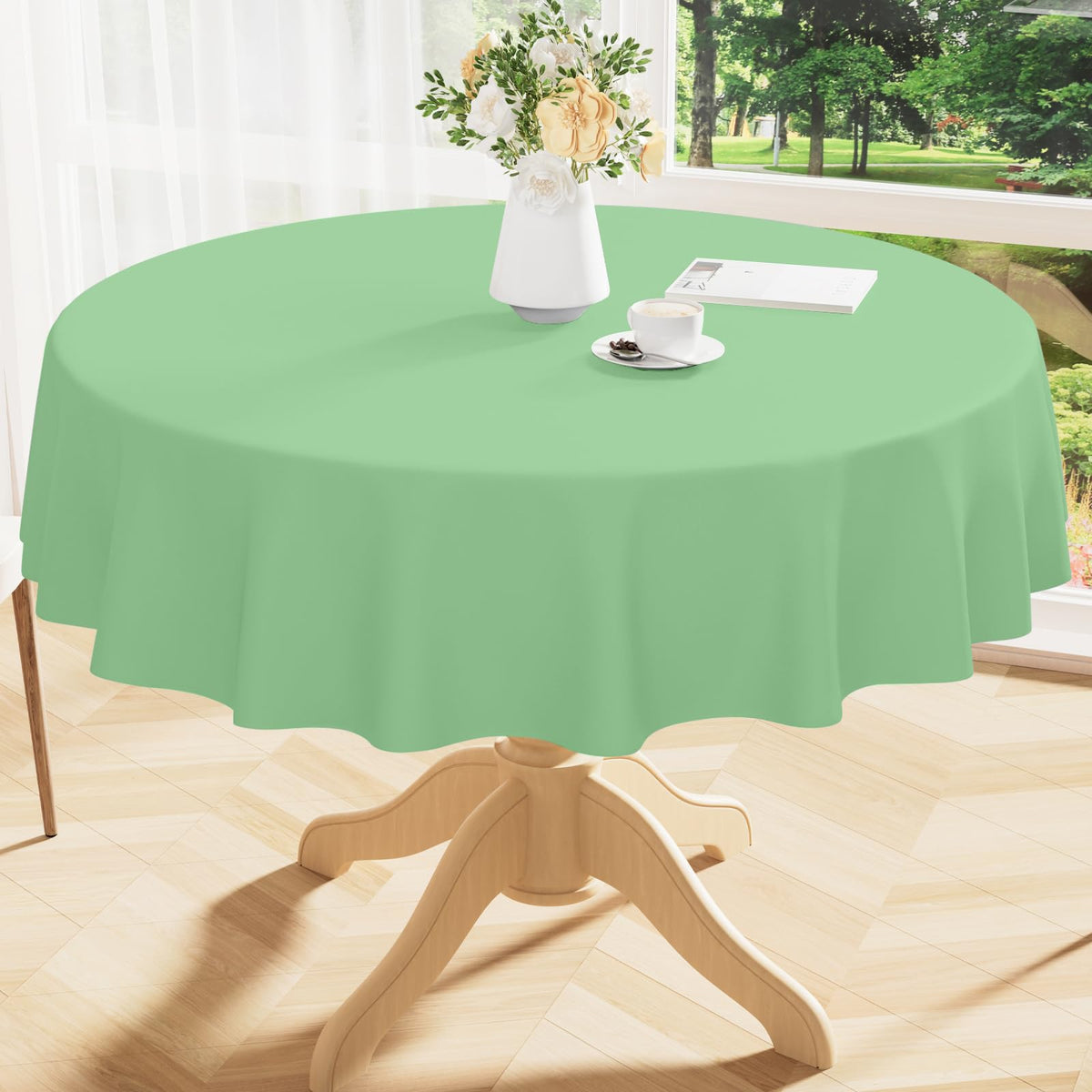 Smiry Rectangle Table Cloth 60x84 Inch, Waterproof Wipeable Vinyl Tablecloths Protector, Oil Spill Proof Plastic Table Cover for Dining, Picnic, Camping, Outdoor, Beige