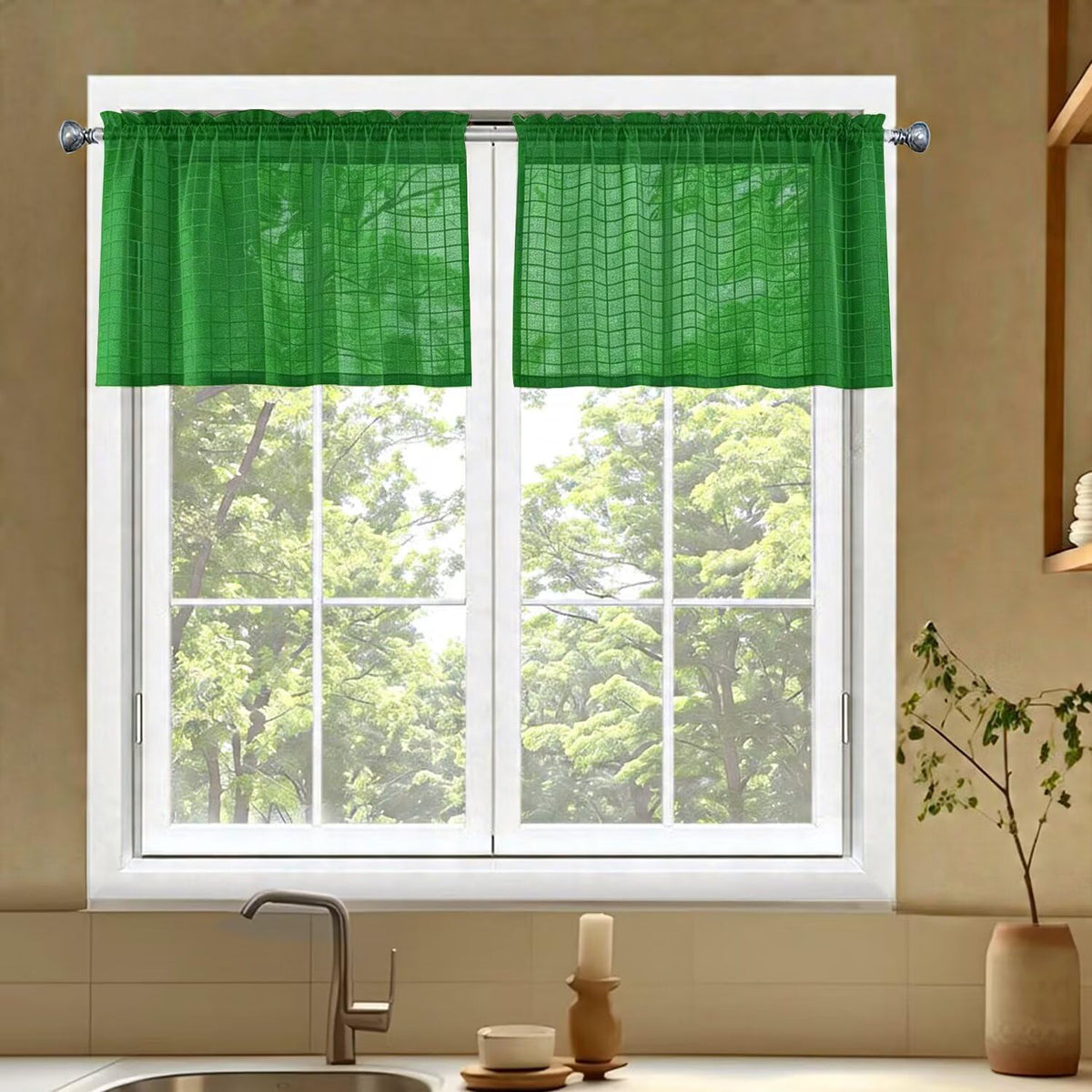 SpaceDresser Basic Rod Pocket Sheer Voile Window Curtain Panels White 1 Pair 2 Panels 52 Width 84 Inch Long for Kitchen Bedroom Children Living Room Yard(White,52 W x 84 L)