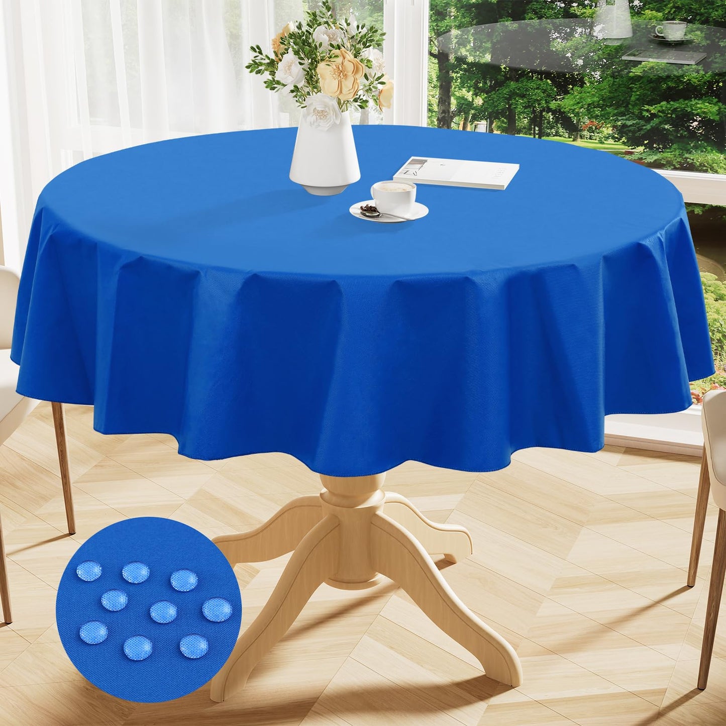 Smiry Rectangle Table Cloth 60x84 Inch, Waterproof Wipeable Vinyl Tablecloths Protector, Oil Spill Proof Plastic Table Cover for Dining, Picnic, Camping, Outdoor, Beige
