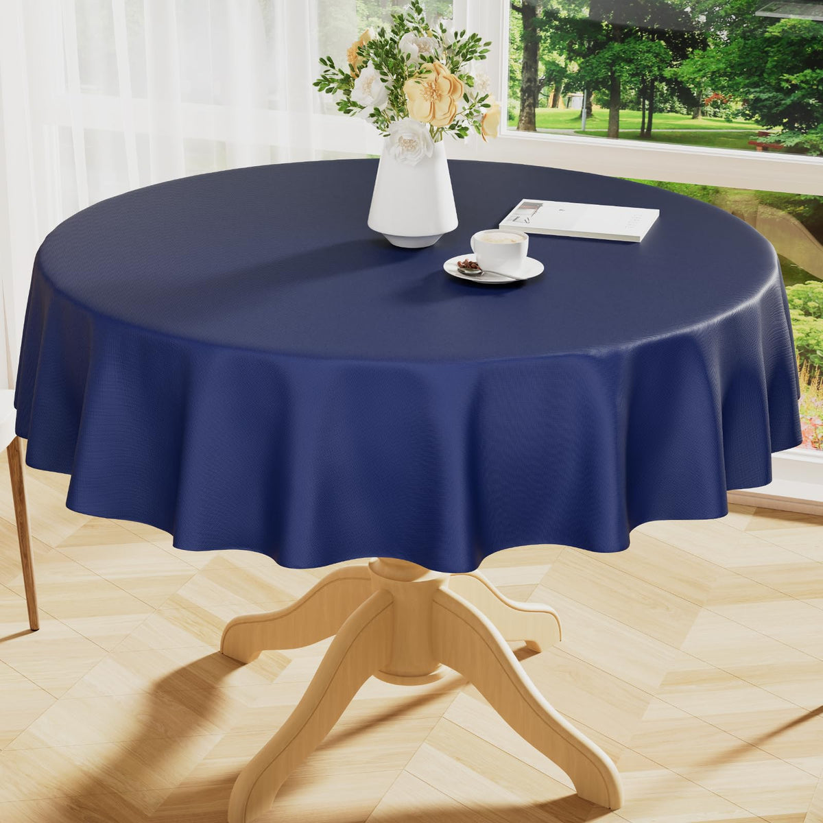 Smiry Rectangle Table Cloth 60x84 Inch, Waterproof Wipeable Vinyl Tablecloths Protector, Oil Spill Proof Plastic Table Cover for Dining, Picnic, Camping, Outdoor, Beige