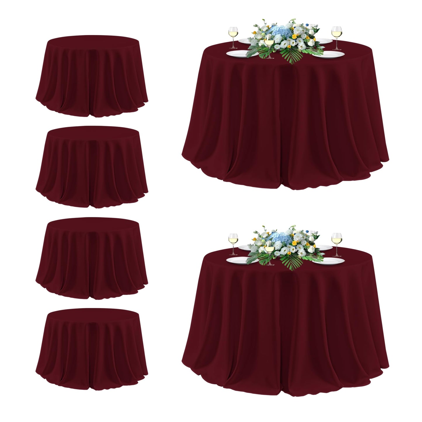 sancua 2 Pack White Table Cloth 60x102 Inch for 6 Feet Rectangle Tables | Stain and Wrinkle Resistant Washable Polyester Tablecloth Cover for Dining Tables, Wedding Buffet Parties and Camping