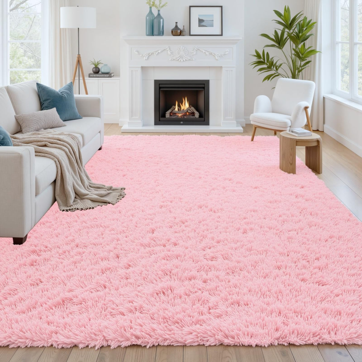 8x10 Fluffy Shag Area Rugs for Living Room Bedroom: Soft Plush Carpet Grey | Upgraded Non-Slip Thick Memory Foam, Ultra Soft, Non-Shedding Fuzzy Carpet, Easy Clean Decor for Kids Room, Nursery, Playroom