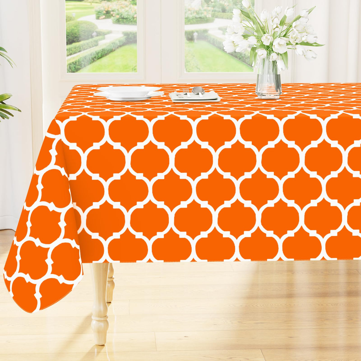 Smiry Rectangle Table Cloth, Flannel Backed Vinyl Tablecloth, 60"x84" | Waterproof Plastic Tablecloths, Wipeable Table Cover for Dining, Indoor and Outdoor (Grey)