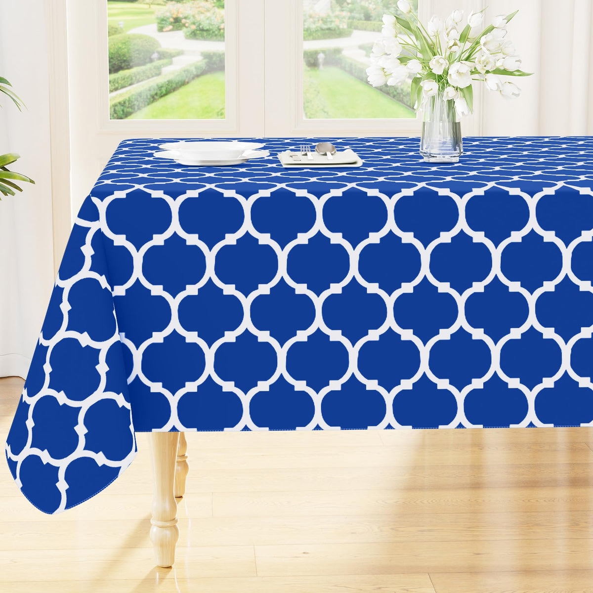 Smiry Rectangle Table Cloth, Flannel Backed Vinyl Tablecloth, 60"x84" | Waterproof Plastic Tablecloths, Wipeable Table Cover for Dining, Indoor and Outdoor (Grey)