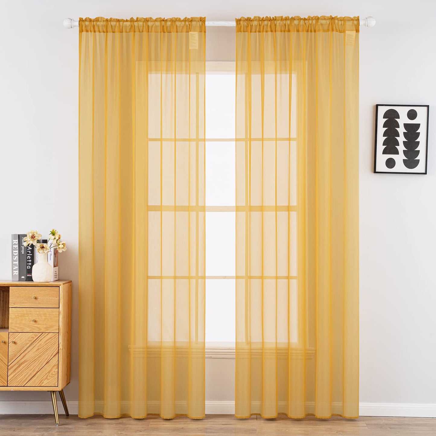 MIULEE 2 Panels White Sheer Curtains for Living Room 54 X 84 Inches | Window, Solid Color, Elegant Window Voile Panels, Bedroom, Living Room, Drapes, Treatment
