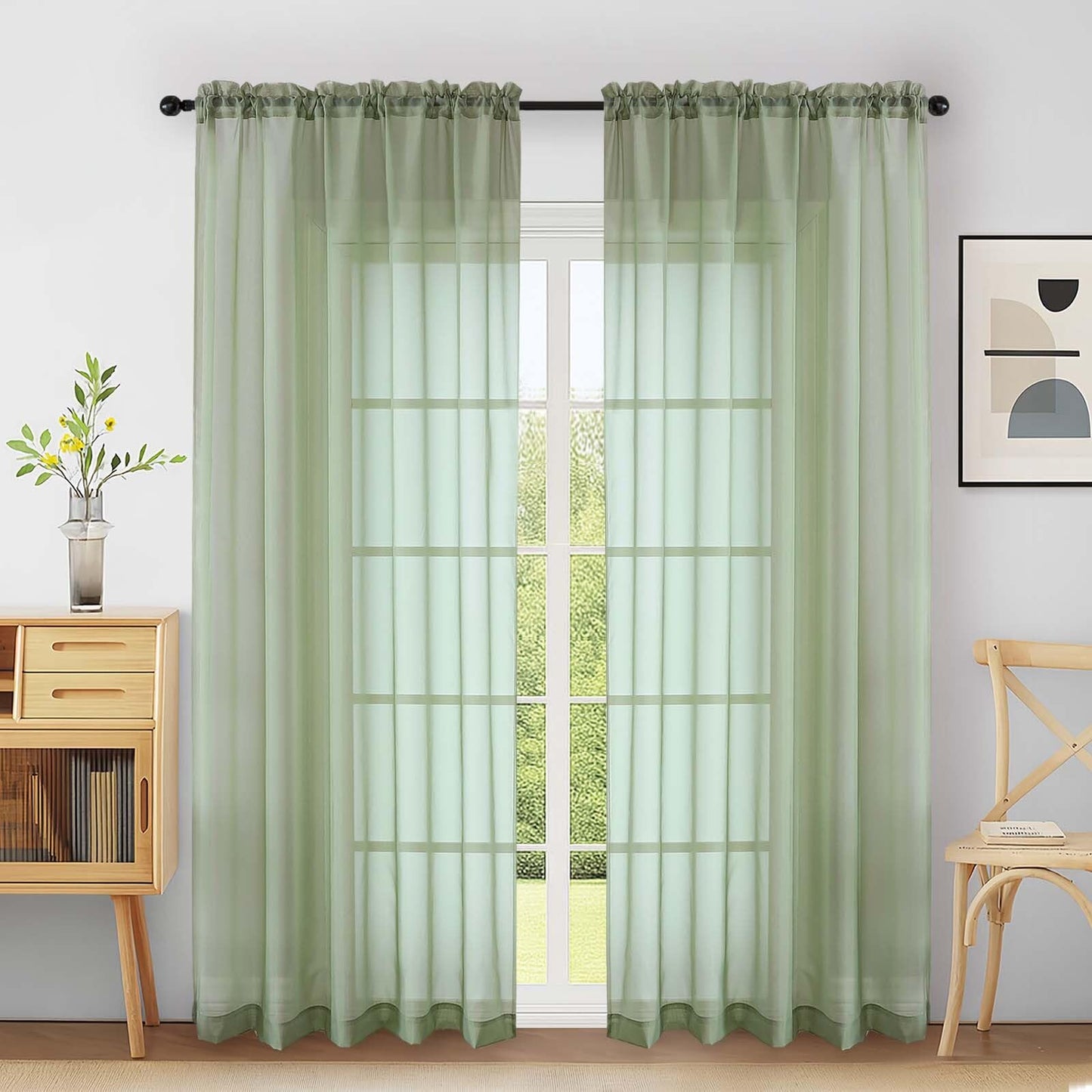 Purple Window Sheer Curtains 54 inch Length, Soft Airy Light Filtering Sheer Curtain 2 Panels Set, Dual Rod Pocket Gauze Purple Drapes for Living Room Bedroom, 2x42Wx54L Inches