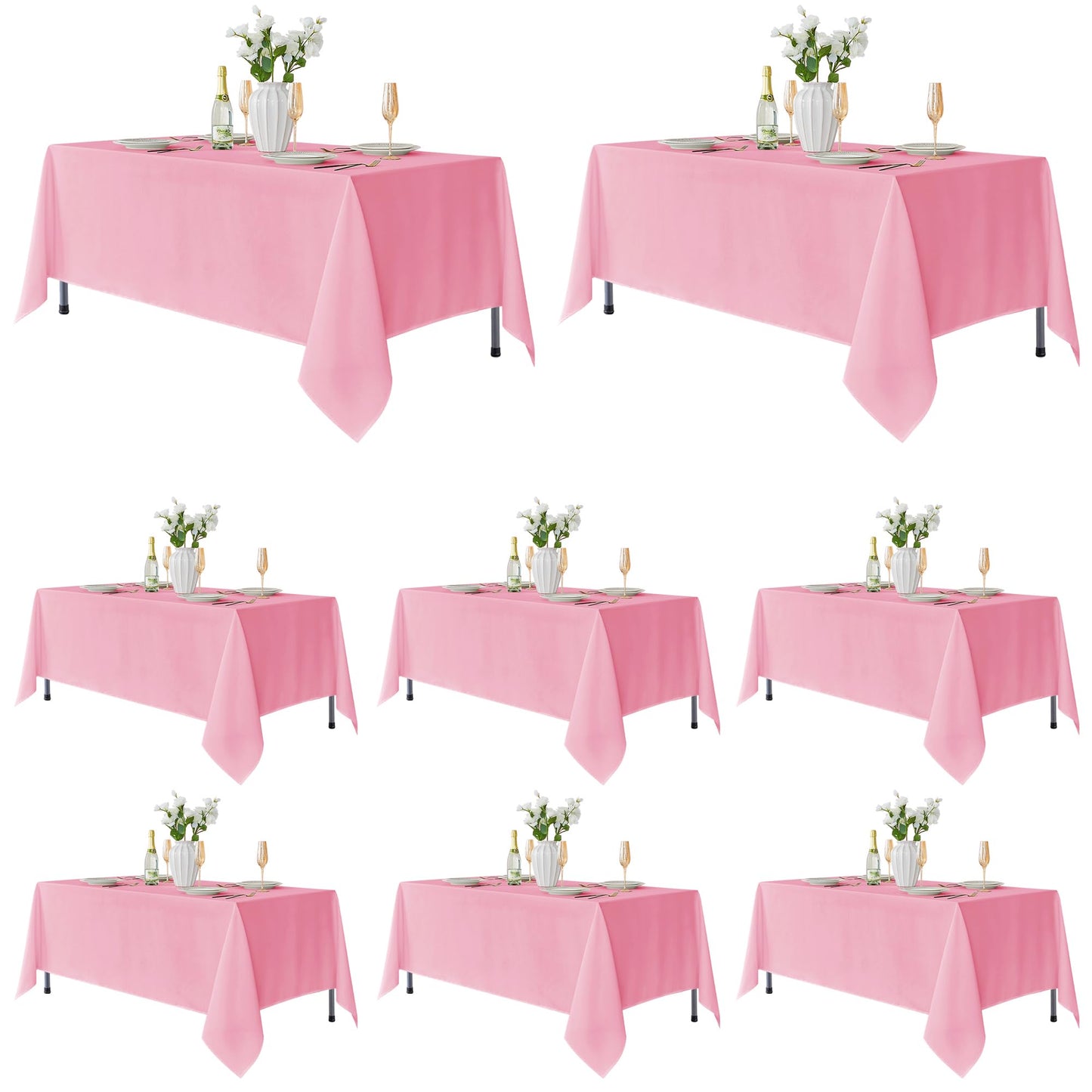 Fitable 6 Pack White Table Cloths 70x120 Inch for 6-8 Ft Rectangle Tables | Stain & Wrinkle Resistant, Washable Polyester Covers for Wedding Party Dining Banquet Event Catering Reception