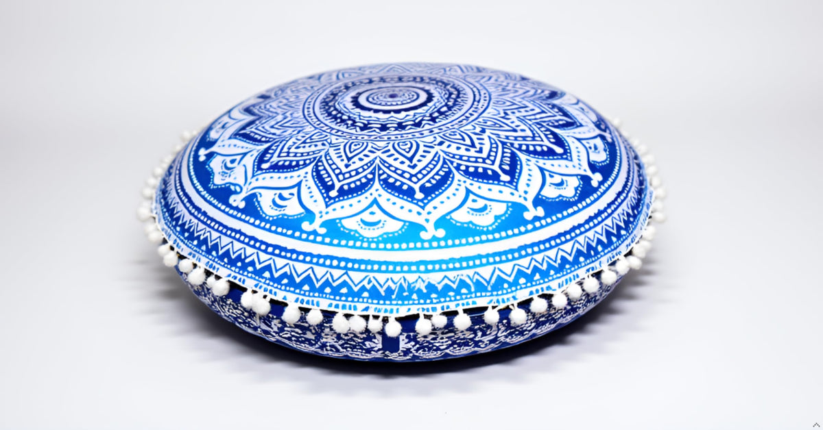 Large Round seat Floor Cushion Chair Ottoman Cover Pouf Pillow Meditation Floor Cushions for Adults Seating pouffe Ottoman Throw Covers Craft Room Furniture for Sitting Cover 22 Inches (Multi Nap)