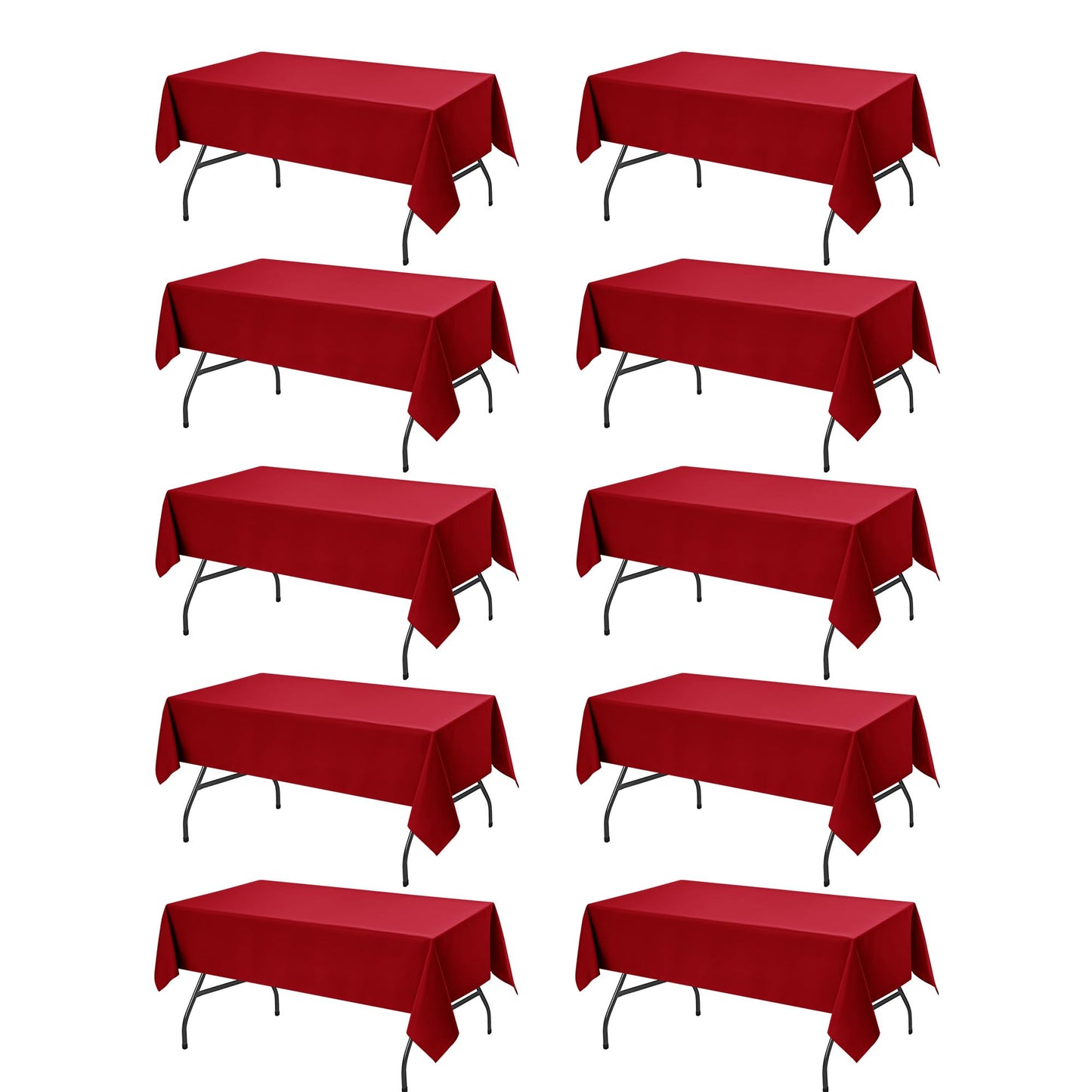10-Pack White Tablecloths for Rectangle Tables, 60 x 102 Inches | Stain-Resistant Polyester Fabric for 6 Foot Tables - Washable Table Covers for Weddings, Banquets, Birthday, Parties, Events