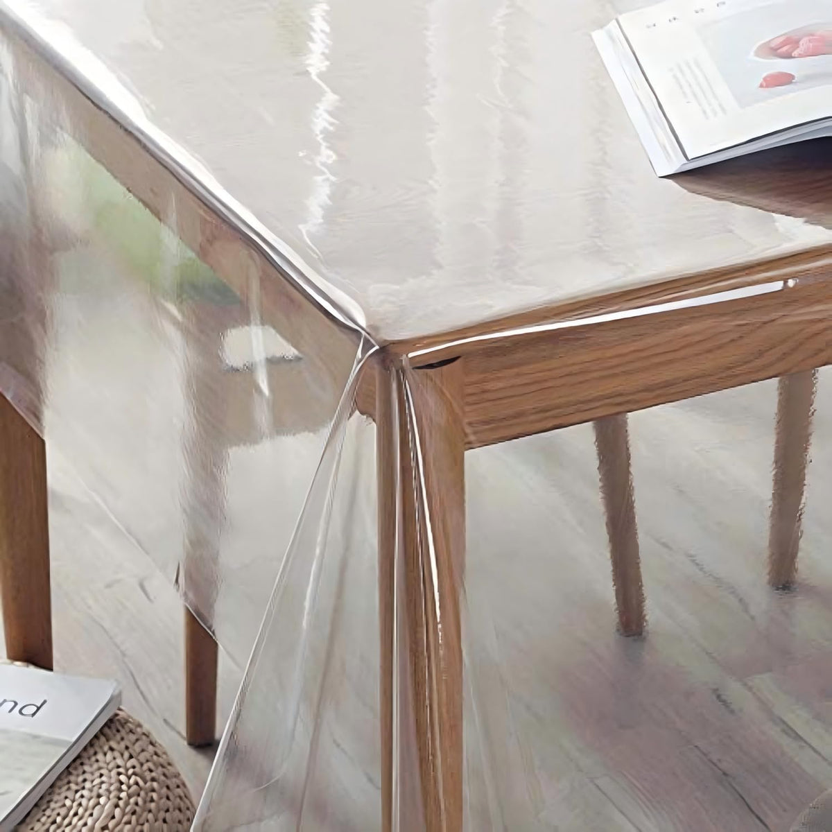 sancua Clear Plastic Table Cover Protector Waterproof Tablecloth 60x84 Inch | Vinyl PVC Rectangle Table Cloth, Oil Spill Proof Wipe Clean, For Dining Tables, Parties & Camping, Crystal Clear