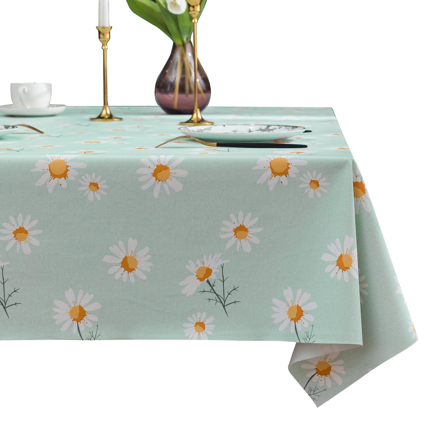 Rectangle Table Cloth,100% Waterproof Tablecloth Oil Proof Spill Proof Vinyl Table Cloth, Wipe Clean Plastic Table Cover for Dining, Camping, Indoor and Outdoor 52" x 70",Leaves