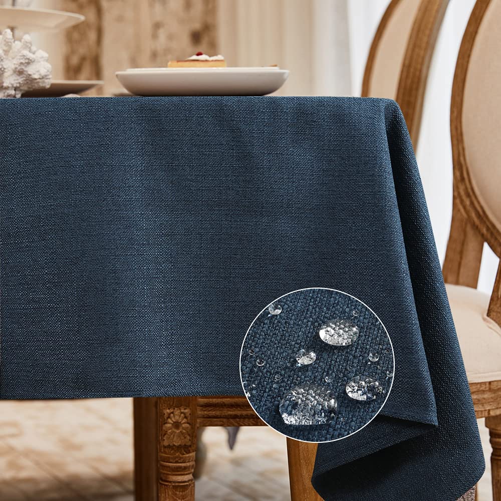 BALCONY & FALCON Rectangle Table Cloth Waterproof Beige 156"x90" | Rectangular Washable Wrinkle Resistant Table Cloth Linen Fabric Tablecloths for Dining Party Kitchen Wedding and Outdoor Use