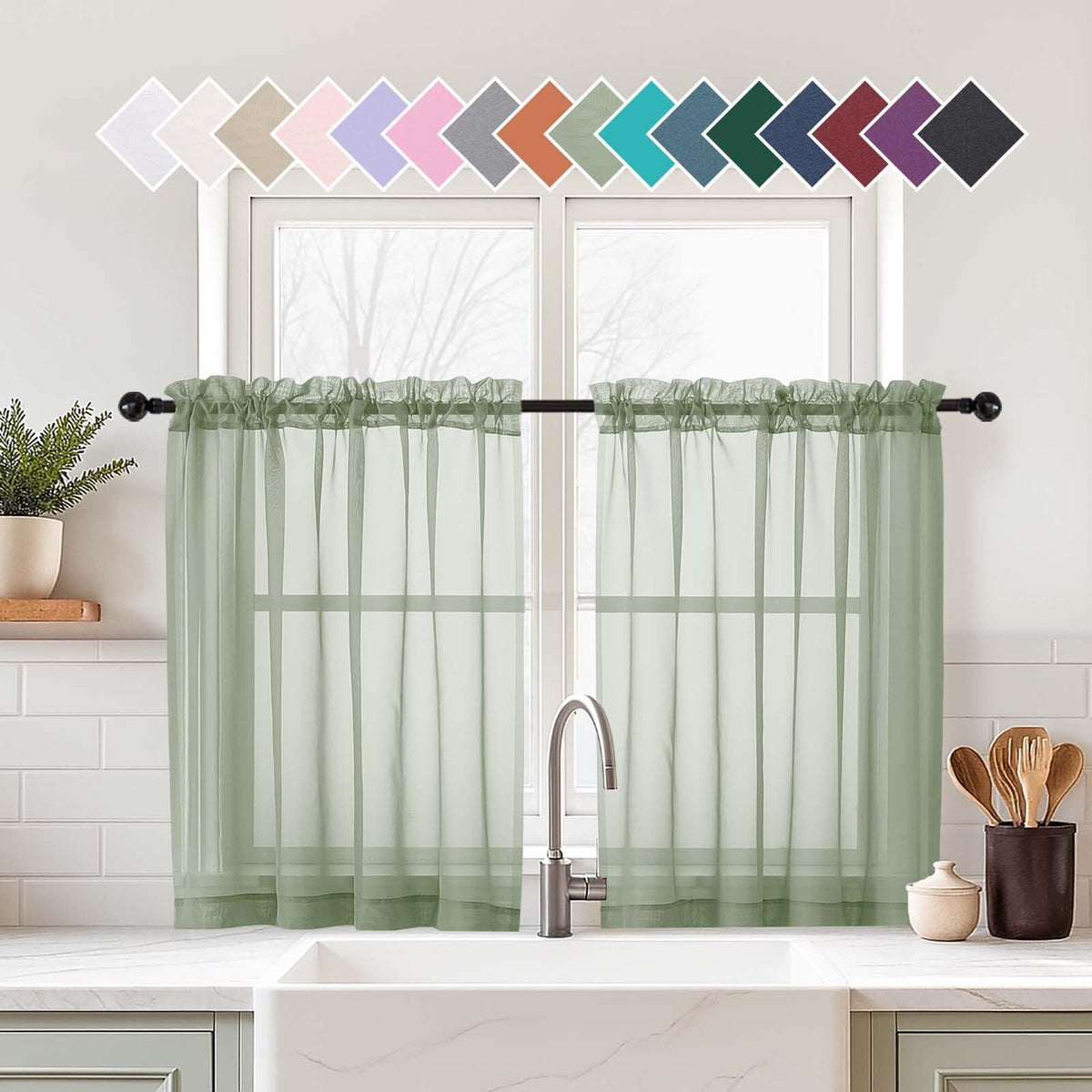 Purple Window Sheer Curtains 54 inch Length, Soft Airy Light Filtering Sheer Curtain 2 Panels Set, Dual Rod Pocket Gauze Purple Drapes for Living Room Bedroom, 2x42Wx54L Inches