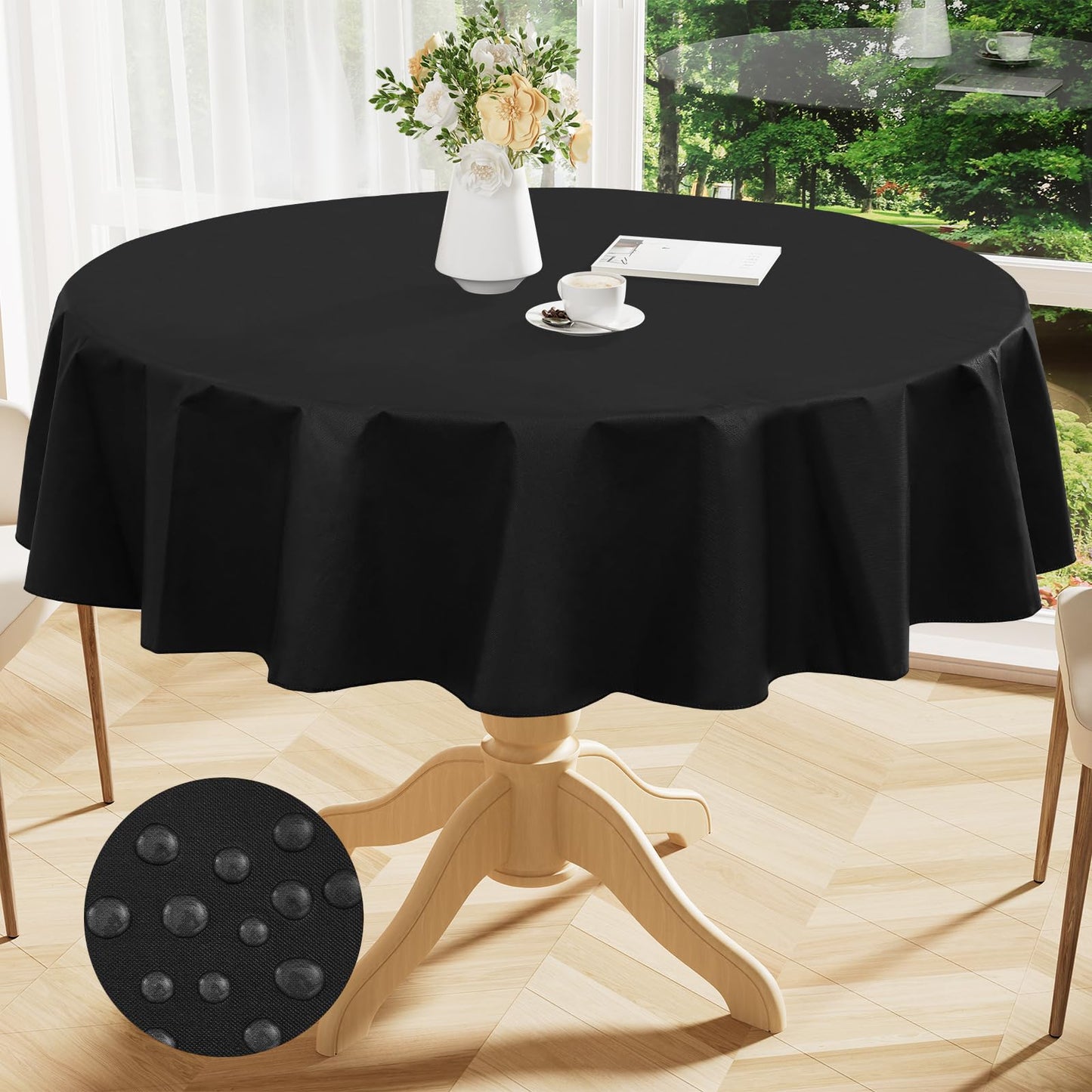 Smiry Rectangle Table Cloth 60x84 Inch, Waterproof Wipeable Vinyl Tablecloths Protector, Oil Spill Proof Plastic Table Cover for Dining, Picnic, Camping, Outdoor, Beige