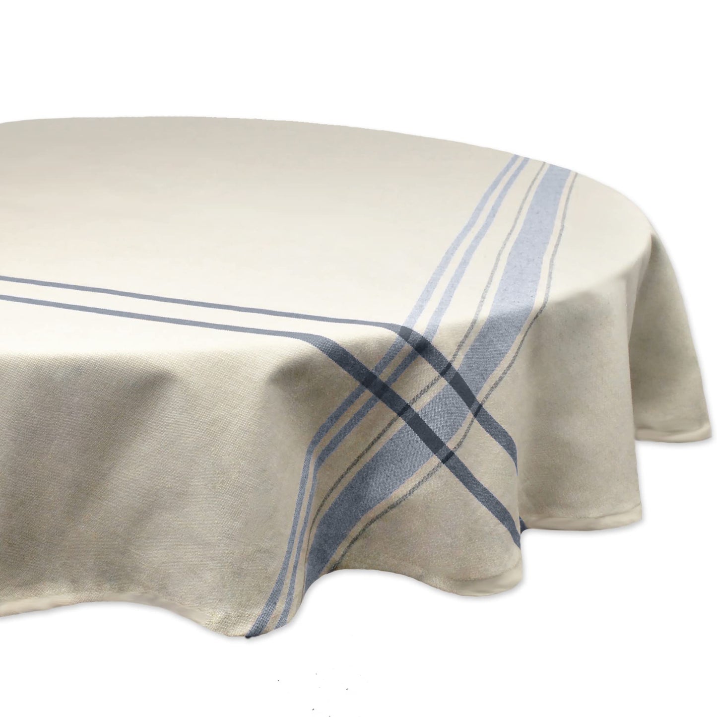 DII French Stripe Tabletop Collection Farmhouse Style Dining Table Linen Tablecloth, 60x84, Taupe/Teal