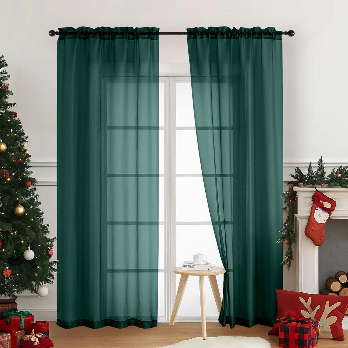 Purple Window Sheer Curtains 54 inch Length, Soft Airy Light Filtering Sheer Curtain 2 Panels Set, Dual Rod Pocket Gauze Purple Drapes for Living Room Bedroom, 2x42Wx54L Inches