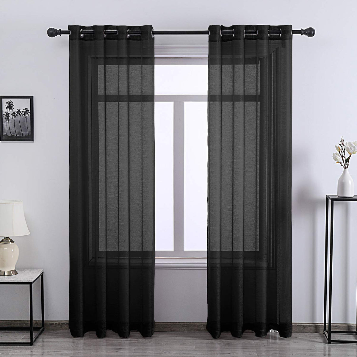 108 Inch Extra Length Sheer Curtains for Bedroom - Grommet Top Solid Luxury Soft Gauze Voile Window Panels for Patio(52 W x 108 L,Taupe,2 Pieces)