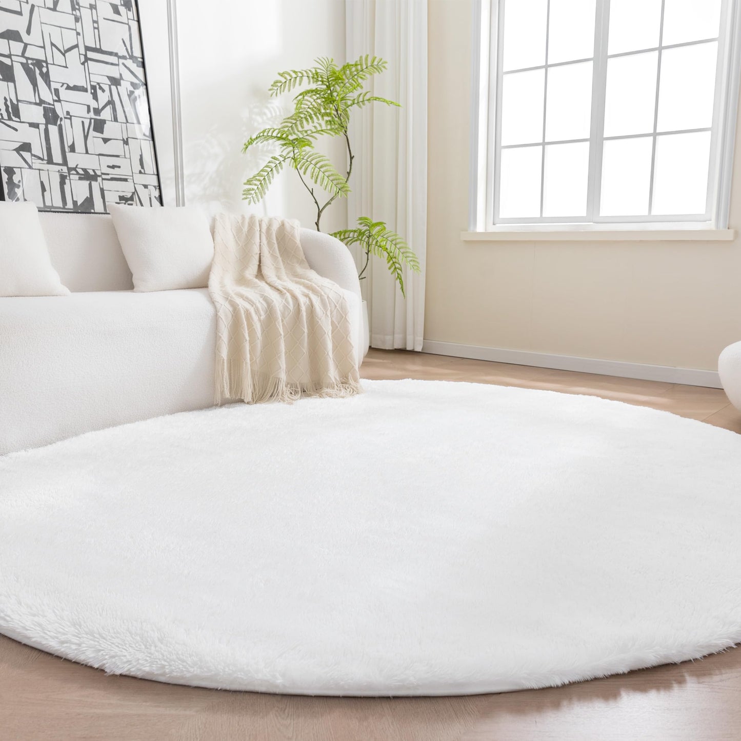 Amazon Basics Fluffy Washable Area Rug, Shaggy Carpet for Living Room, Bedroom, 4' W × 6' L, Pink