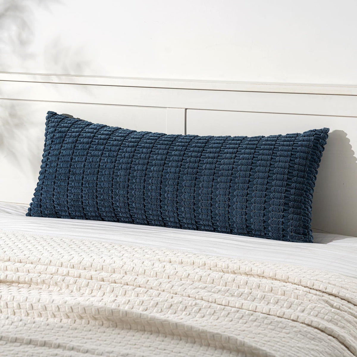 MIULEE Corduroy Decorative Throw Pillow Covers 18x18 Cream White Pack of 2 | Soft Boho Striped Pillow Covers Modern Farmhouse Home Decor For Sofa Living Room Couch Bed