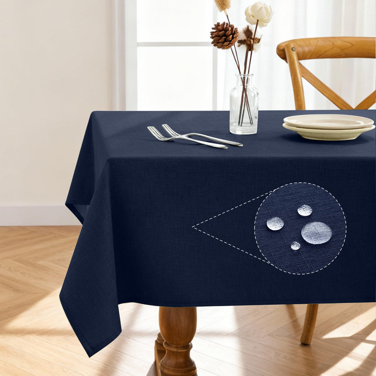 Pureegg Rectangle Linen Tablecloth Waterproof & Stain Resistant, Wrinkle-Free Table Cloth Adds Elegance and Protection, Ideal for Dining, Party, Wedding and Outdoor, 52 x 70 Inch, Sage Green