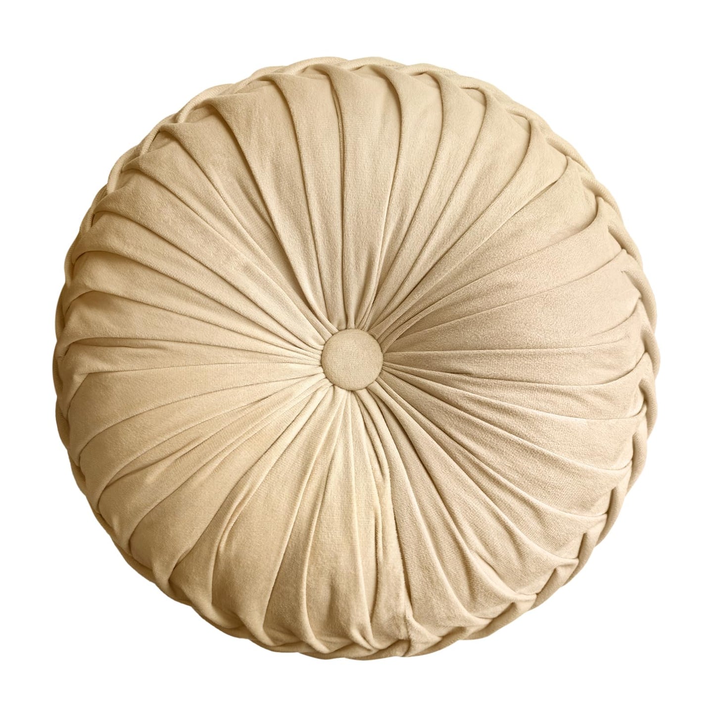 Teieas Round Throw Pillow Velvet Home Decoration Pleated Round Pillow Cushion for Couch Chair Bed Car Orange