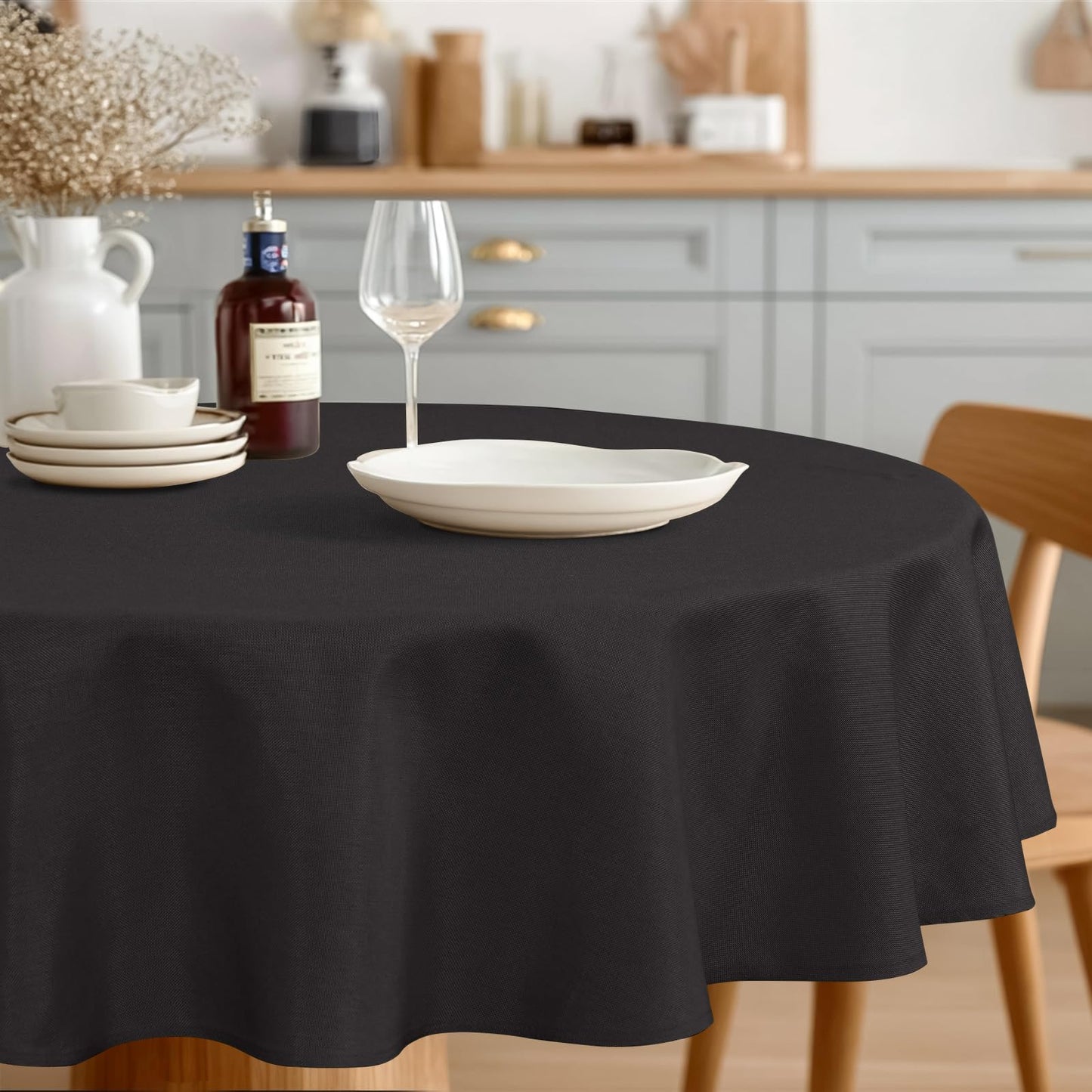 JIUZHEN Rectangle Table Cloth Faux Linen Farmhouse Tablecloth, Wrinkle and Stain Resistant Decorative Fabric Rectangular Spring Table Cover for Dining/Party/Birthday/Wedding, Beige, 54 x 80 Inch