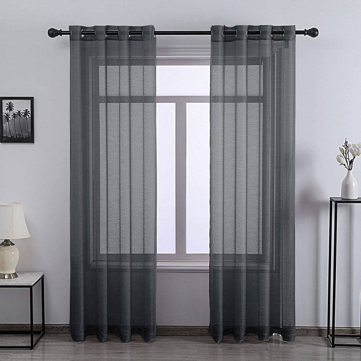 108 Inch Extra Length Sheer Curtains for Bedroom - Grommet Top Solid Luxury Soft Gauze Voile Window Panels for Patio(52 W x 108 L,Taupe,2 Pieces)
