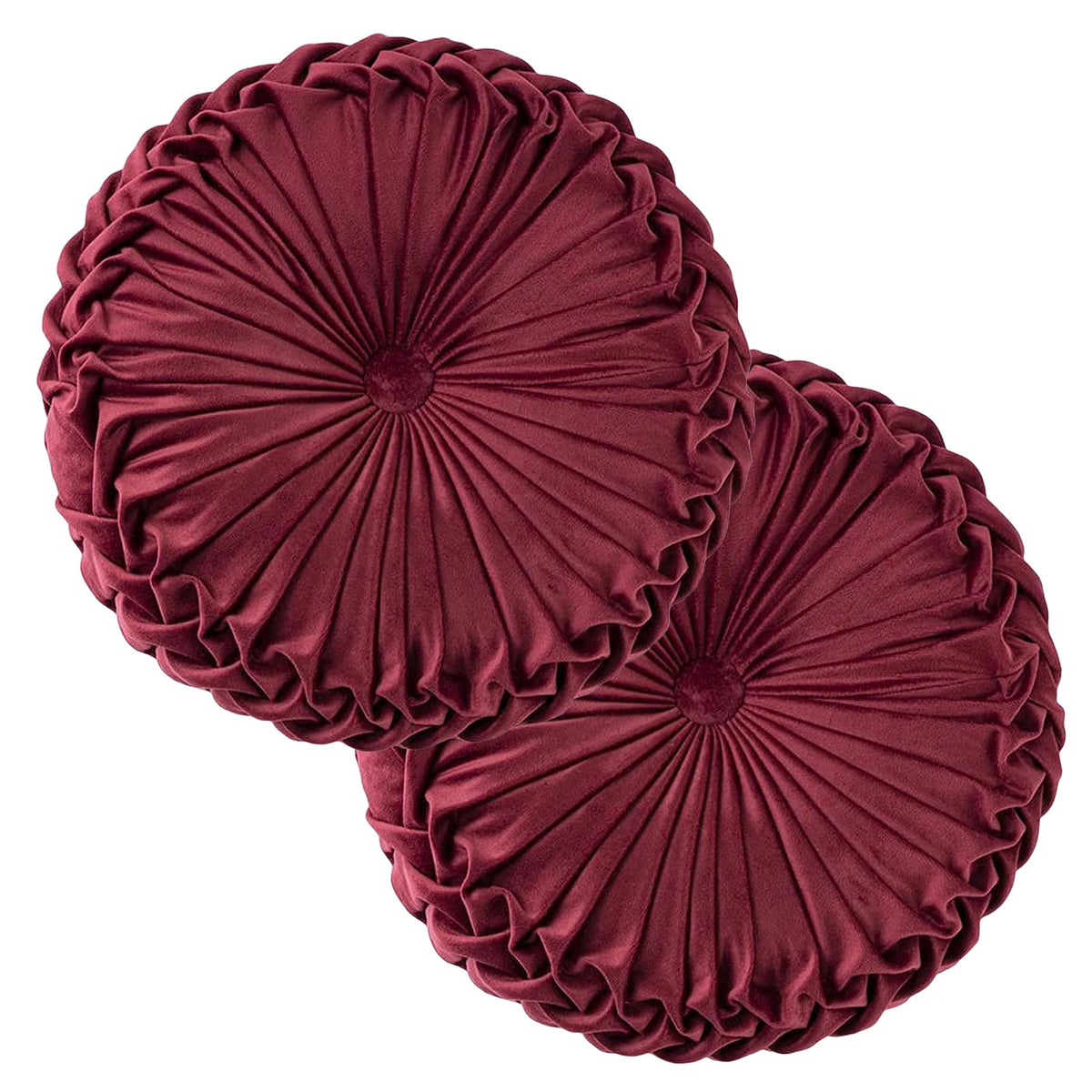 Teieas Round Throw Pillow Velvet Home Decoration Pleated Round Pillow Cushion for Couch Chair Bed Car Orange